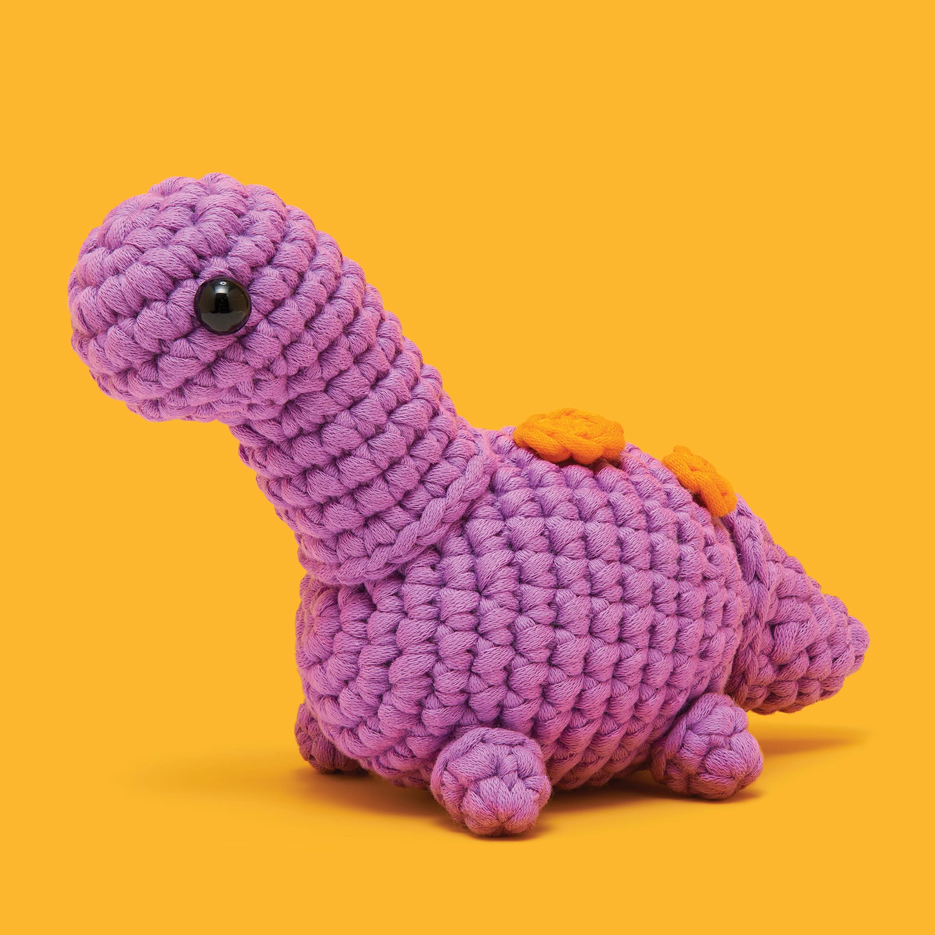 The Woobles Beginner Crochet Amigurumi Kit - Wally the Brachiosaurus, finished example