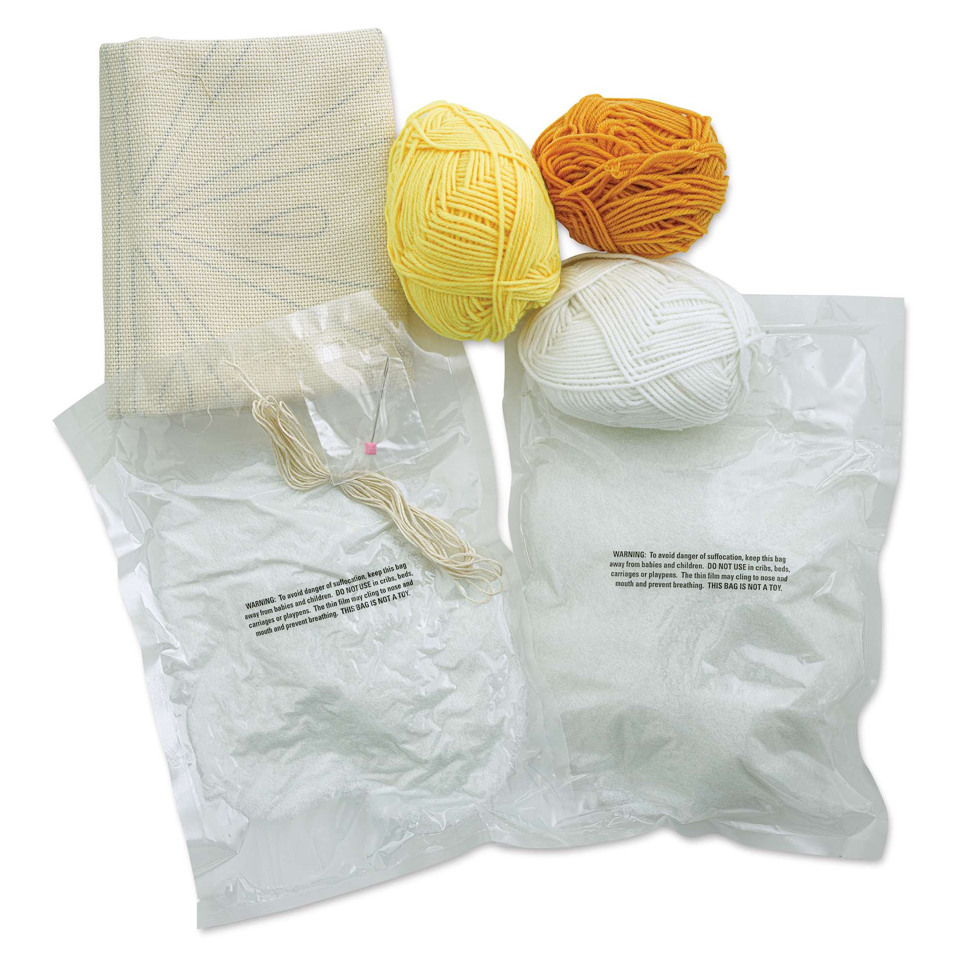 Needle Creations Punch Needle Pillow Kit - Lemon Slice, contents laid out