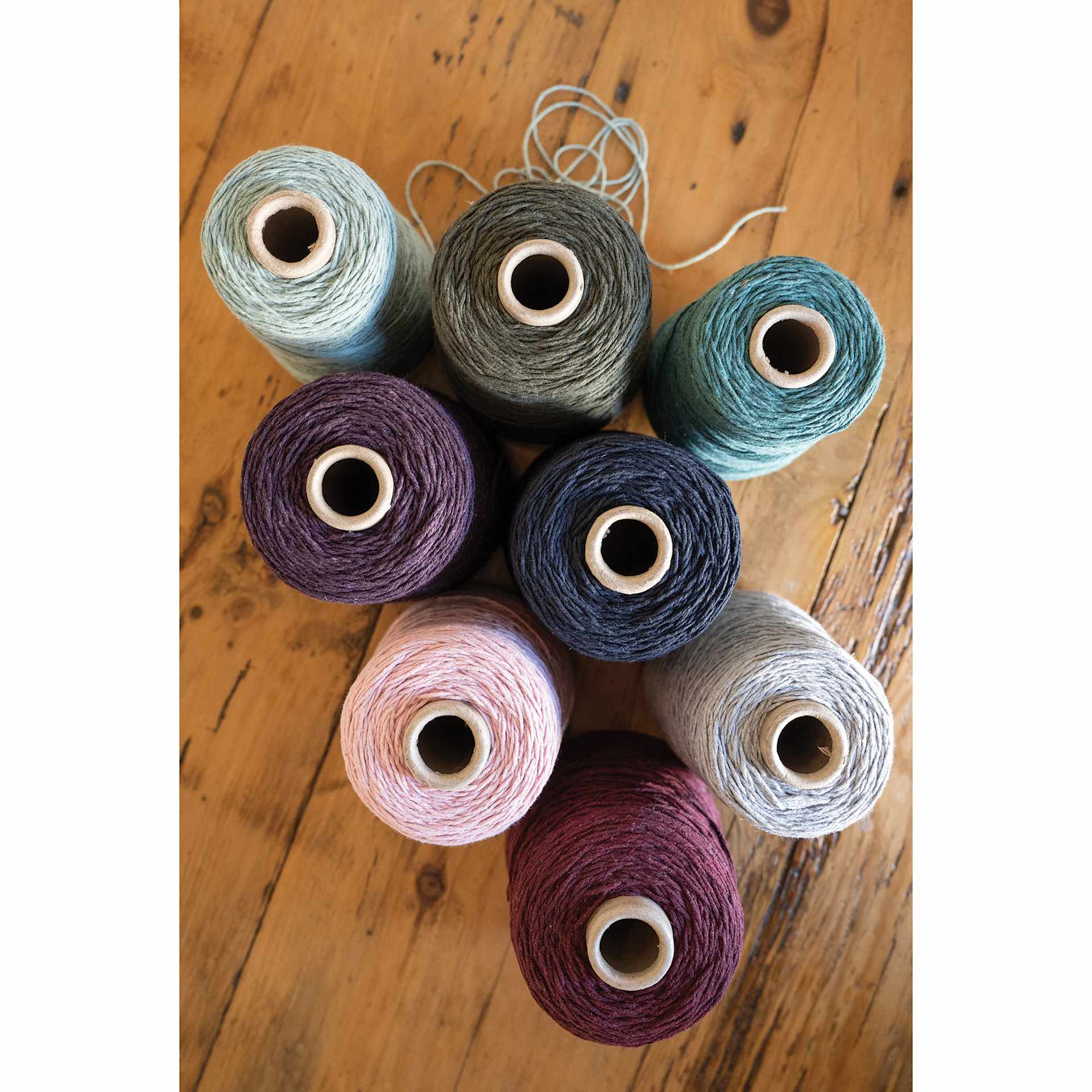 Lion Brand Re-Up Bonus Bundle Yarn, spools of different colors viewed from above
