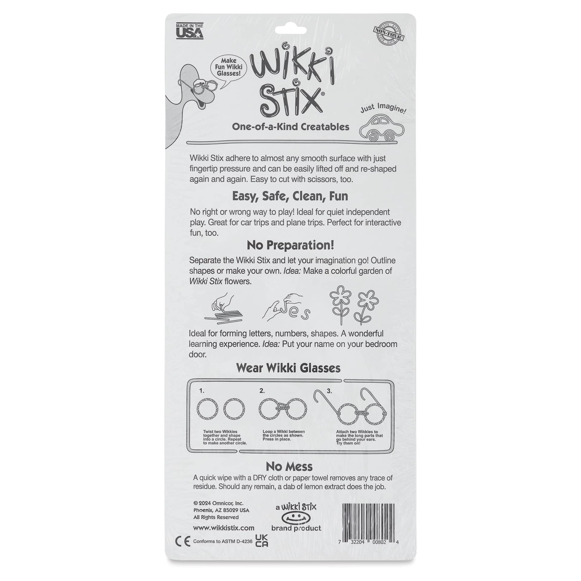 Wikki Stix - Pkg of 48, Nature Colors, 8" - back of packaging