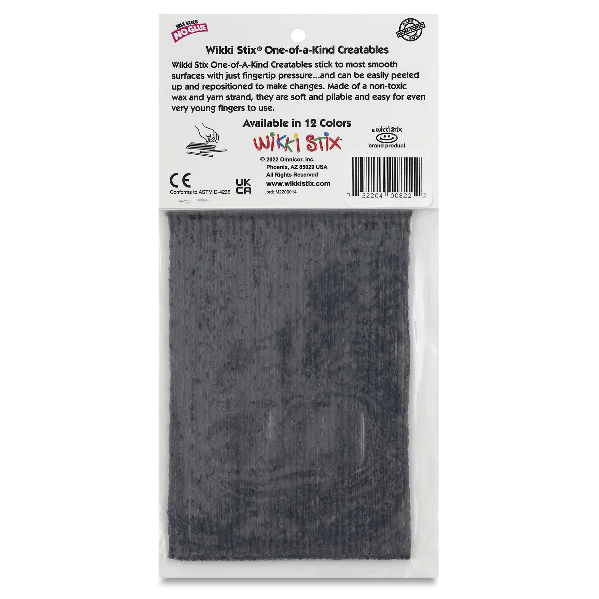 Wikki Stix - Pkg of 36, Black, 6" - back of packaging