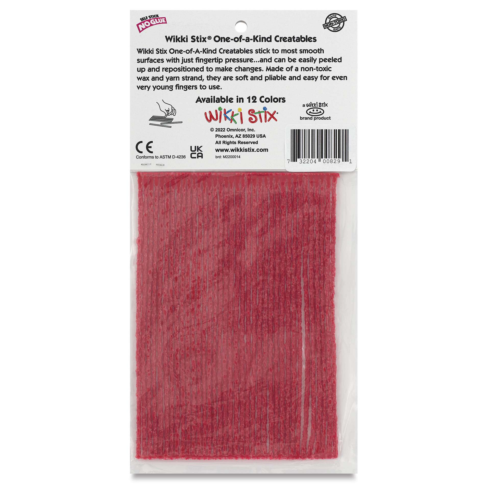 Wikki Stix - Pkg of 36, Red, 6" - back of packaging
