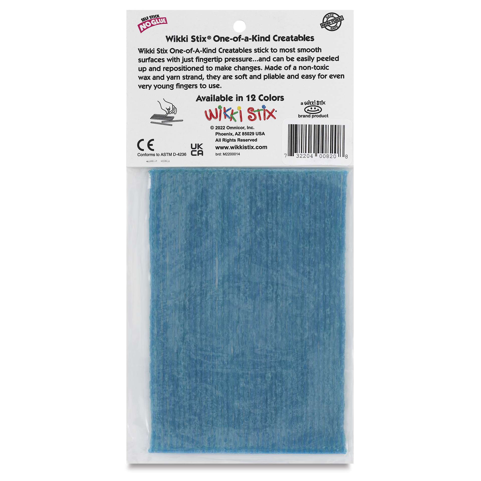 Wikki Stix - Pkg of 36, Light Blue, 6" - back of packaging