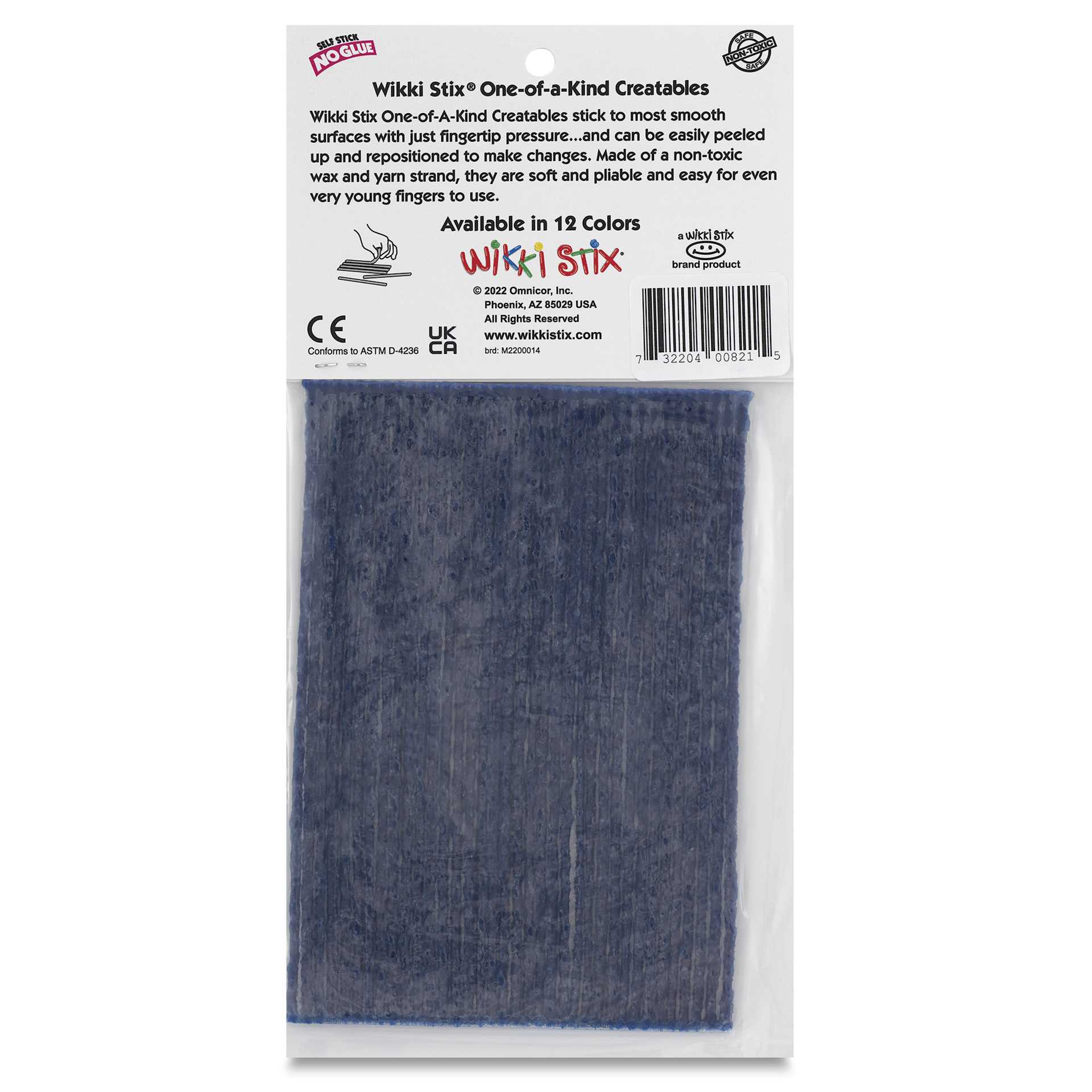 Wikki Stix - Pkg of 36, Dark Blue, 6" - back of packaging