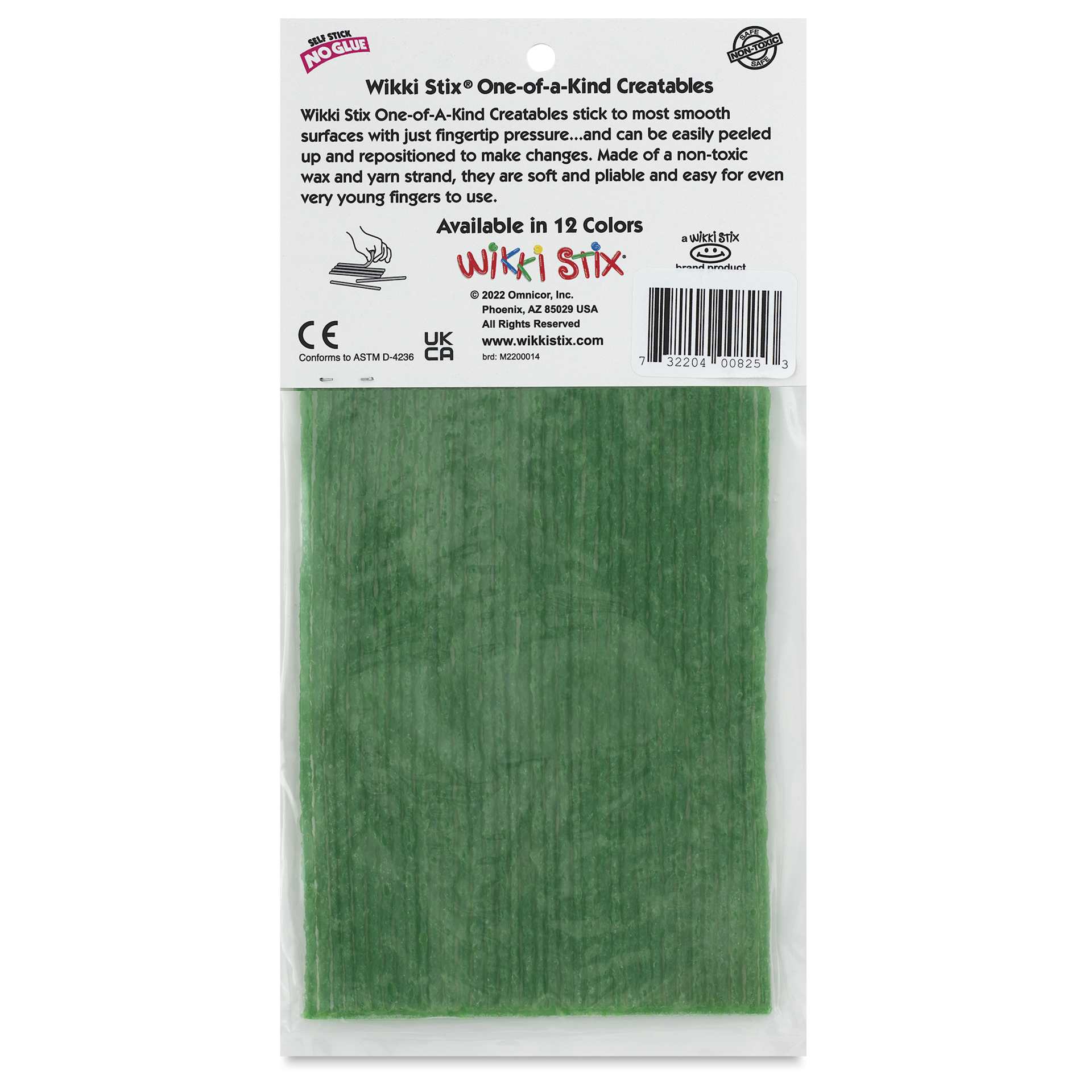 Wikki Stix - Pkg of 36, Lime Green, 6" - back of packaging