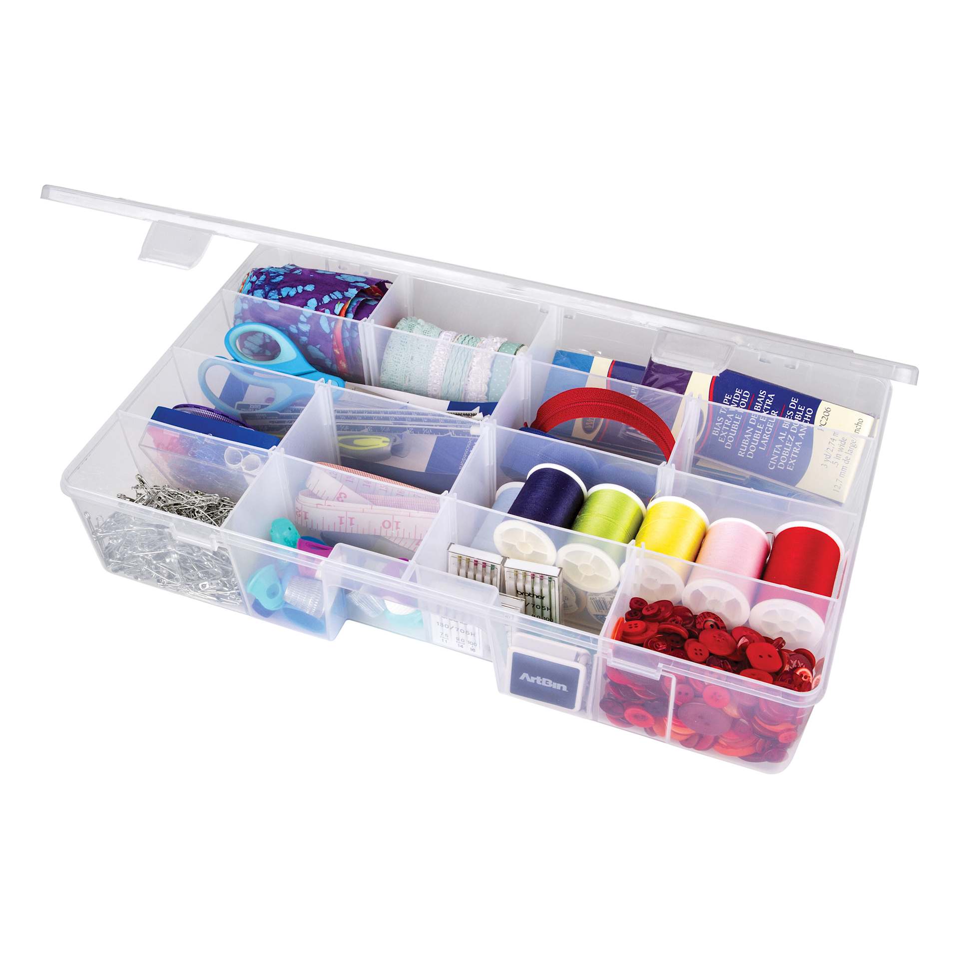 ArtBin Solutions Box - 15-1/4" x 8-7/8" x 3", filled with sewing supplies, supplies not included