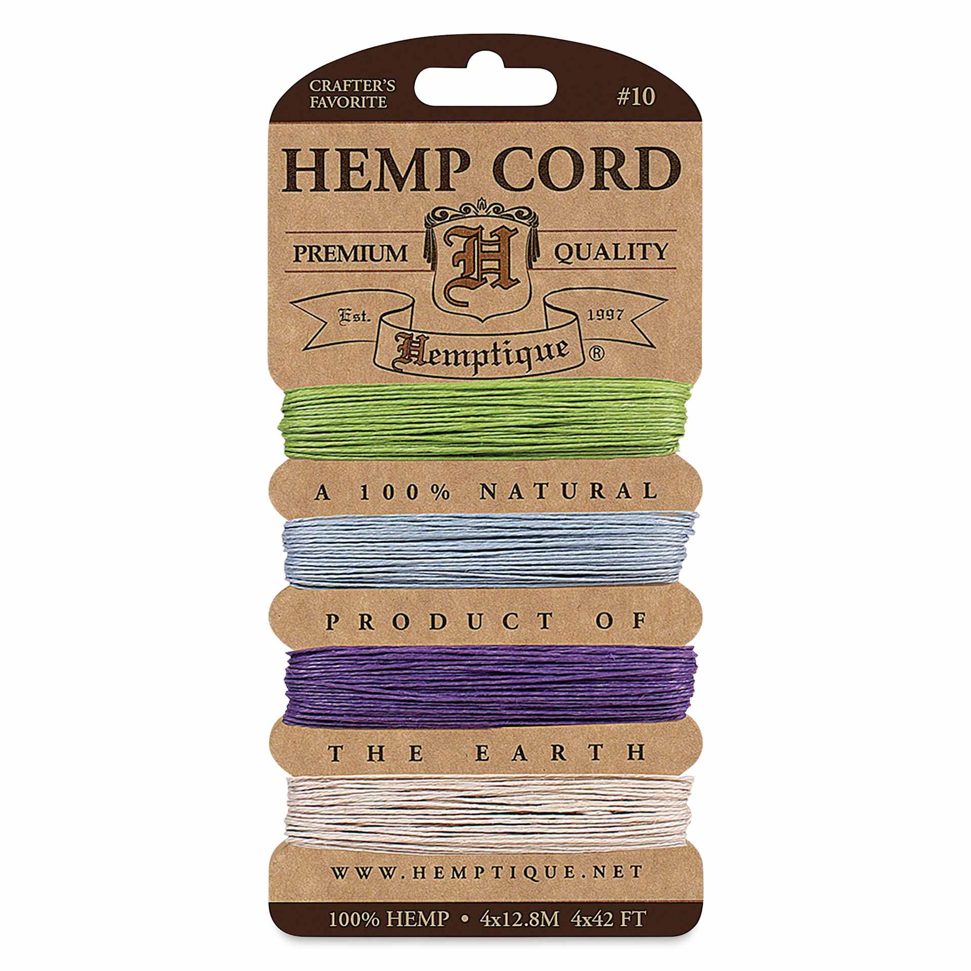Hemptique Hemp Cord Card - Spring Colors, 120 ft, 10 lb