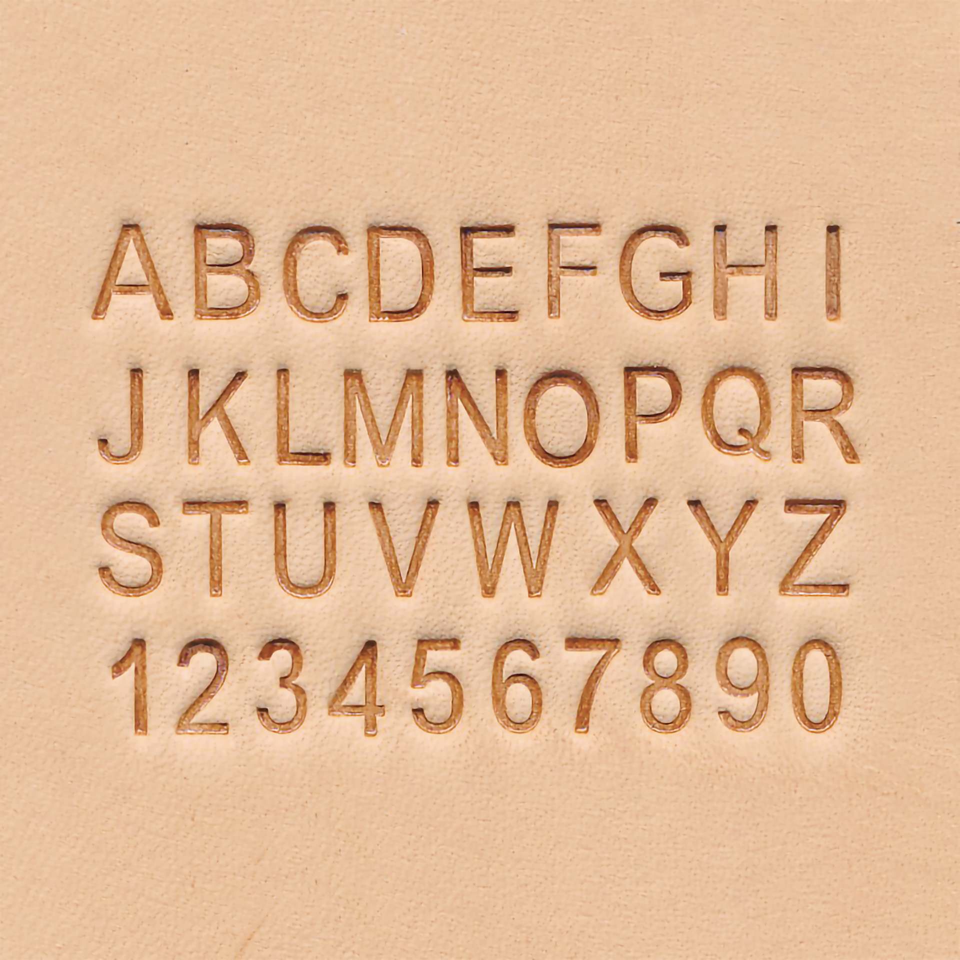 Realeather Leather Tooling Set - 1/4" Alphabet and Numbers with Handle, Set of 36 Stamps, stamped letters and numbers