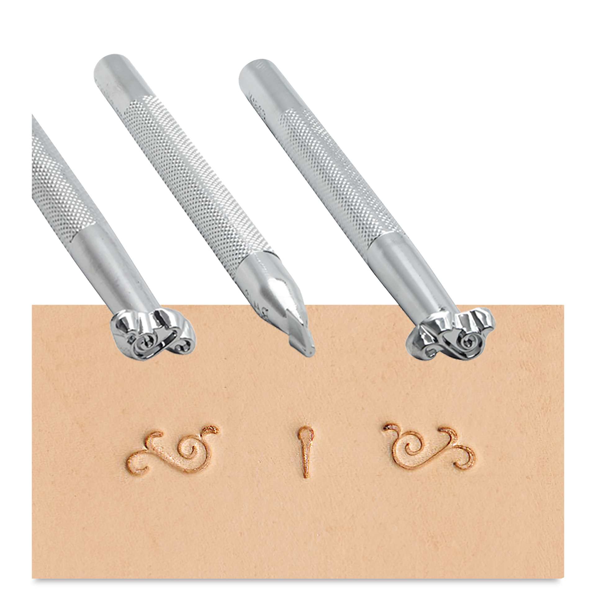 Realeather Flourish Stamp Set - designs stamped on leather