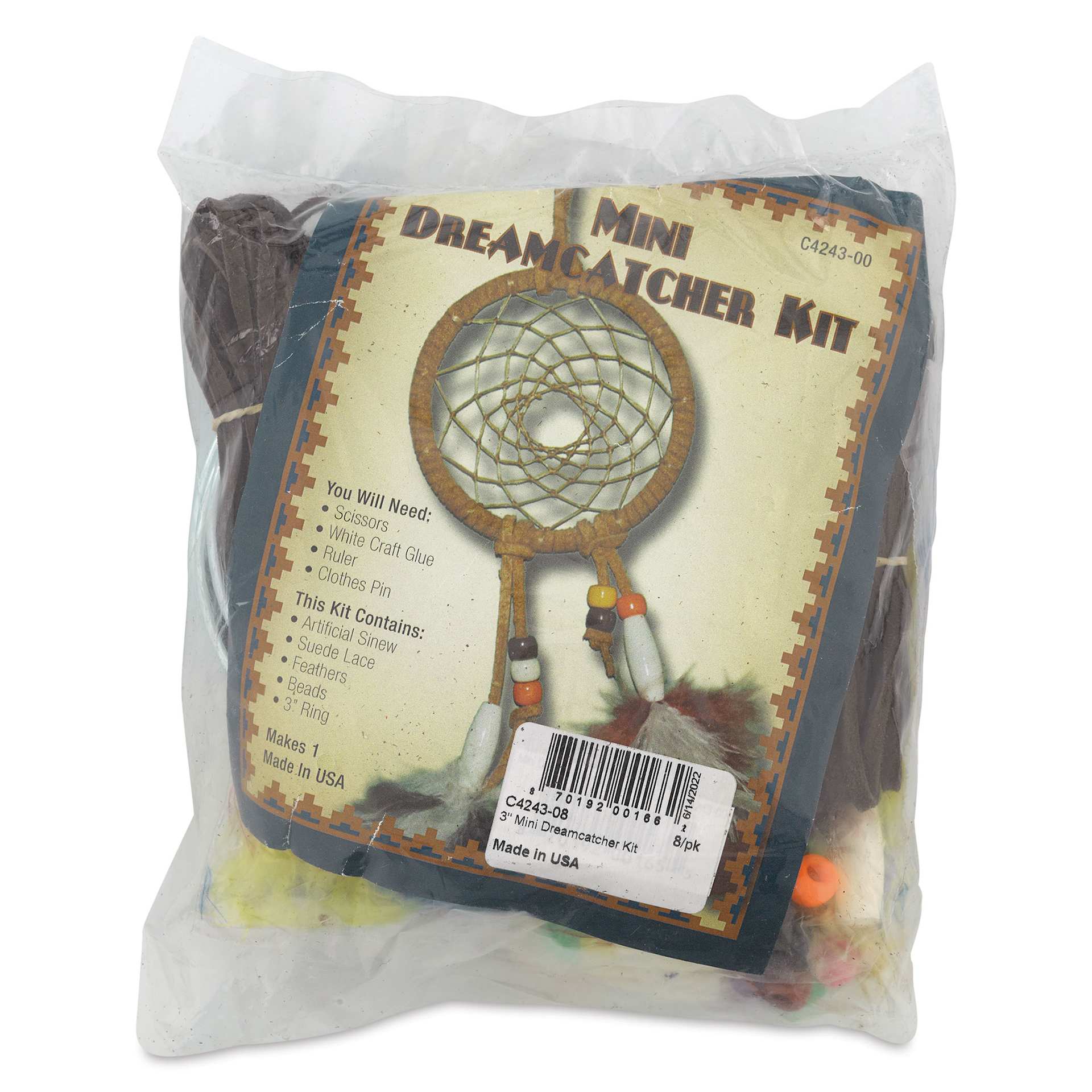 Realeather Mini Dreamcatcher Kit - Pkg of 8, front of the packaging