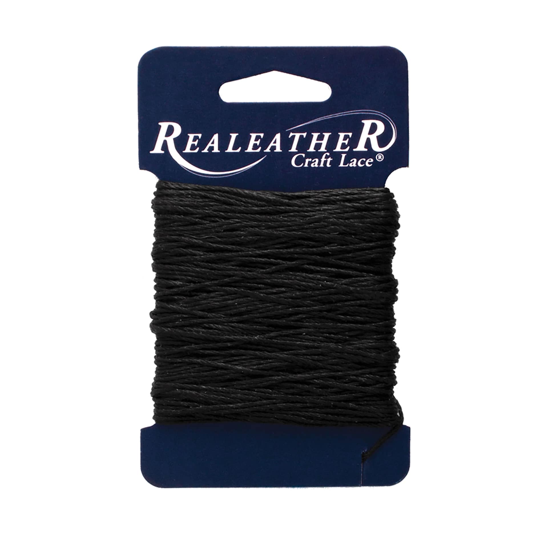 Realeather Waxed Thread - 2/3 oz, Approx 25 yd, Black, packaging
