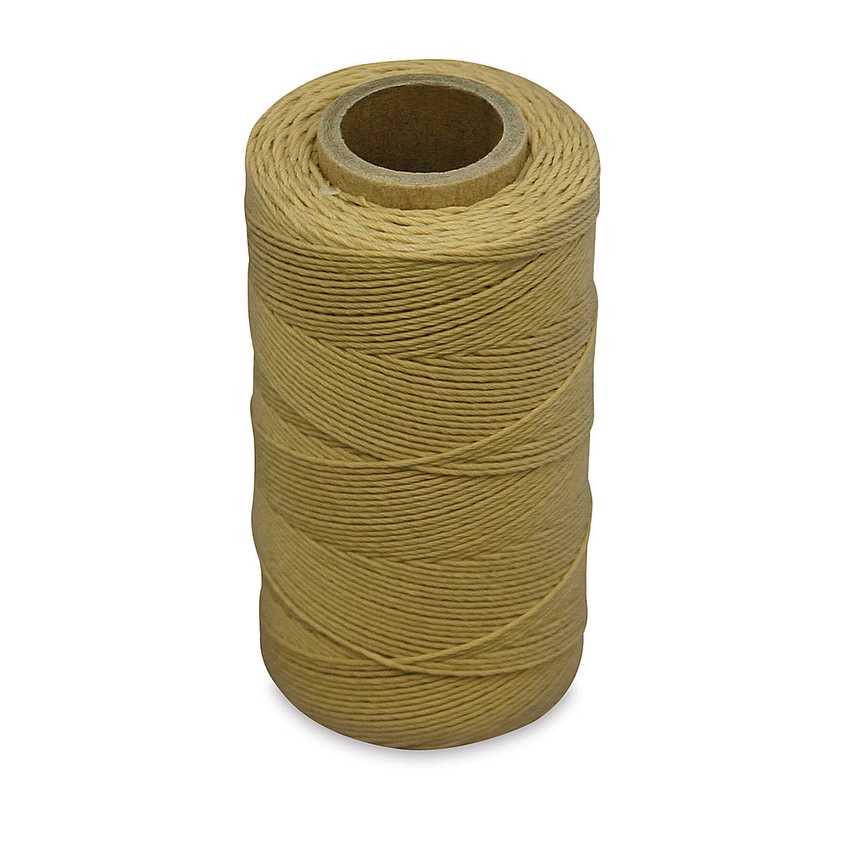 Realeather Waxed Thread - Top angled view of spool of Tan Waxed Thread