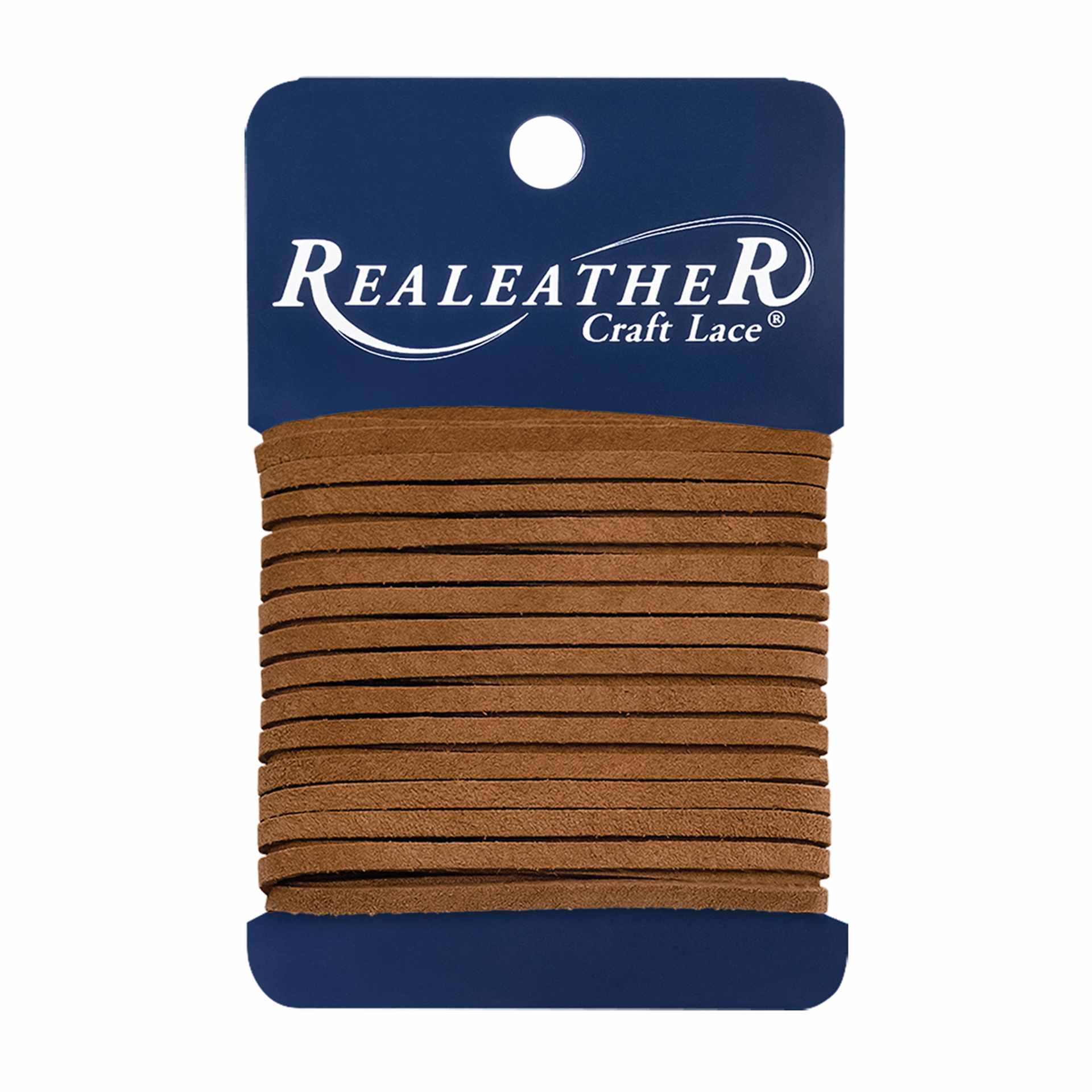 Realeather Suede Lace - 1/8" x 24 ft, Medium Brown, packaging