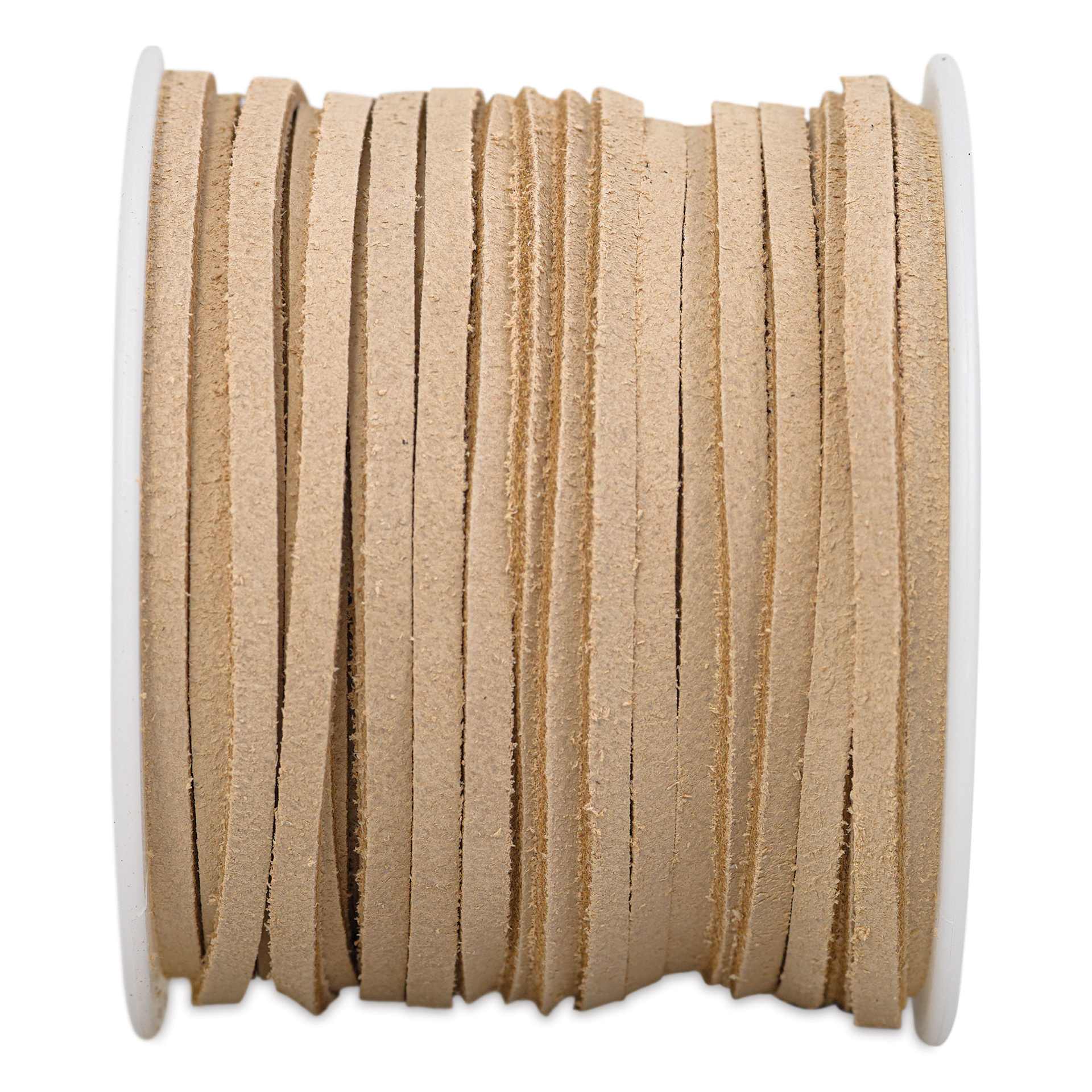 Realeather Suede Lace - 1/8" x 75 ft, Beige top of spool
