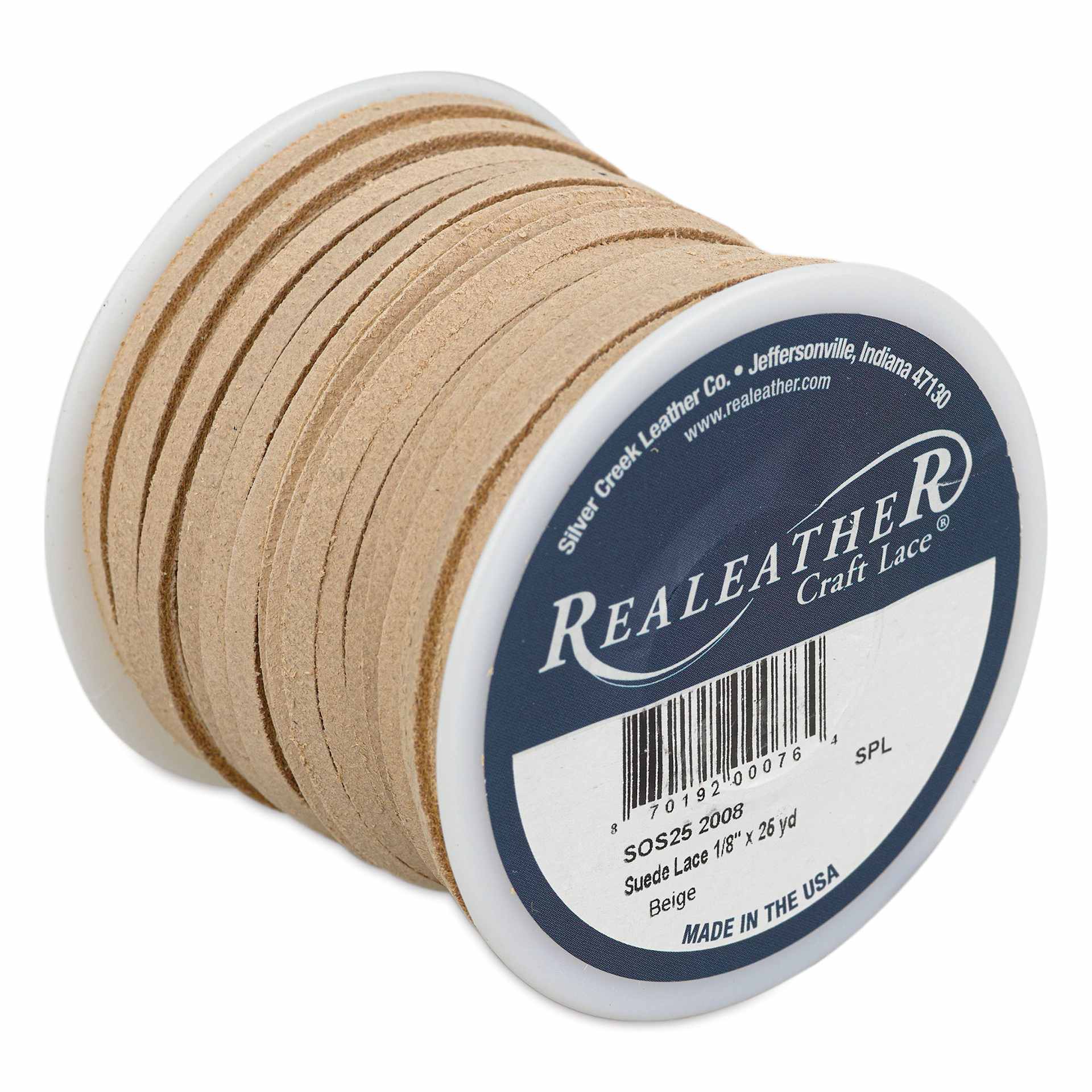 Realeather Suede Lace - 1/8" x 75 ft, Beige