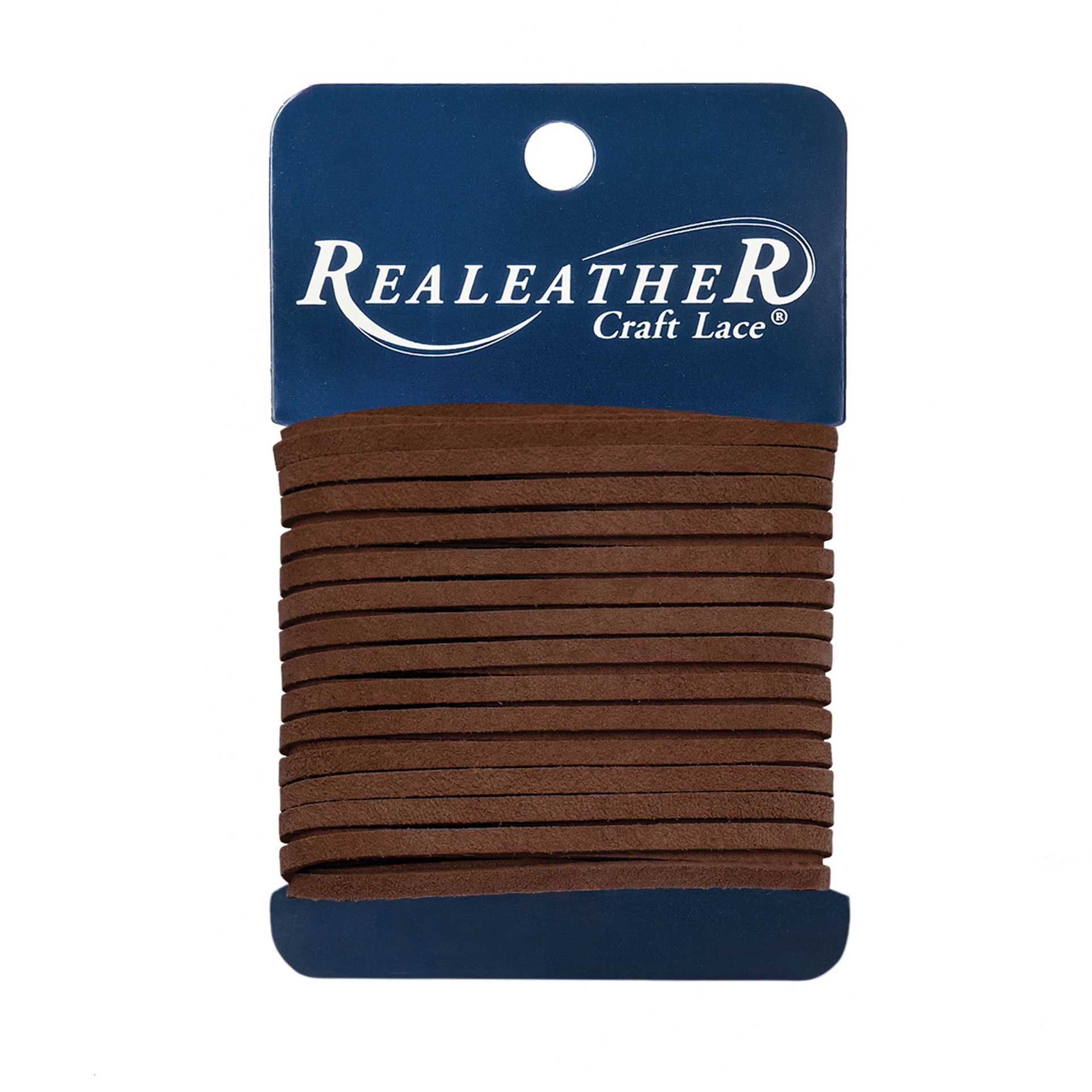 Realeather Suede Lace - 1/8" x 24 ft, Cafe Brown, packaging