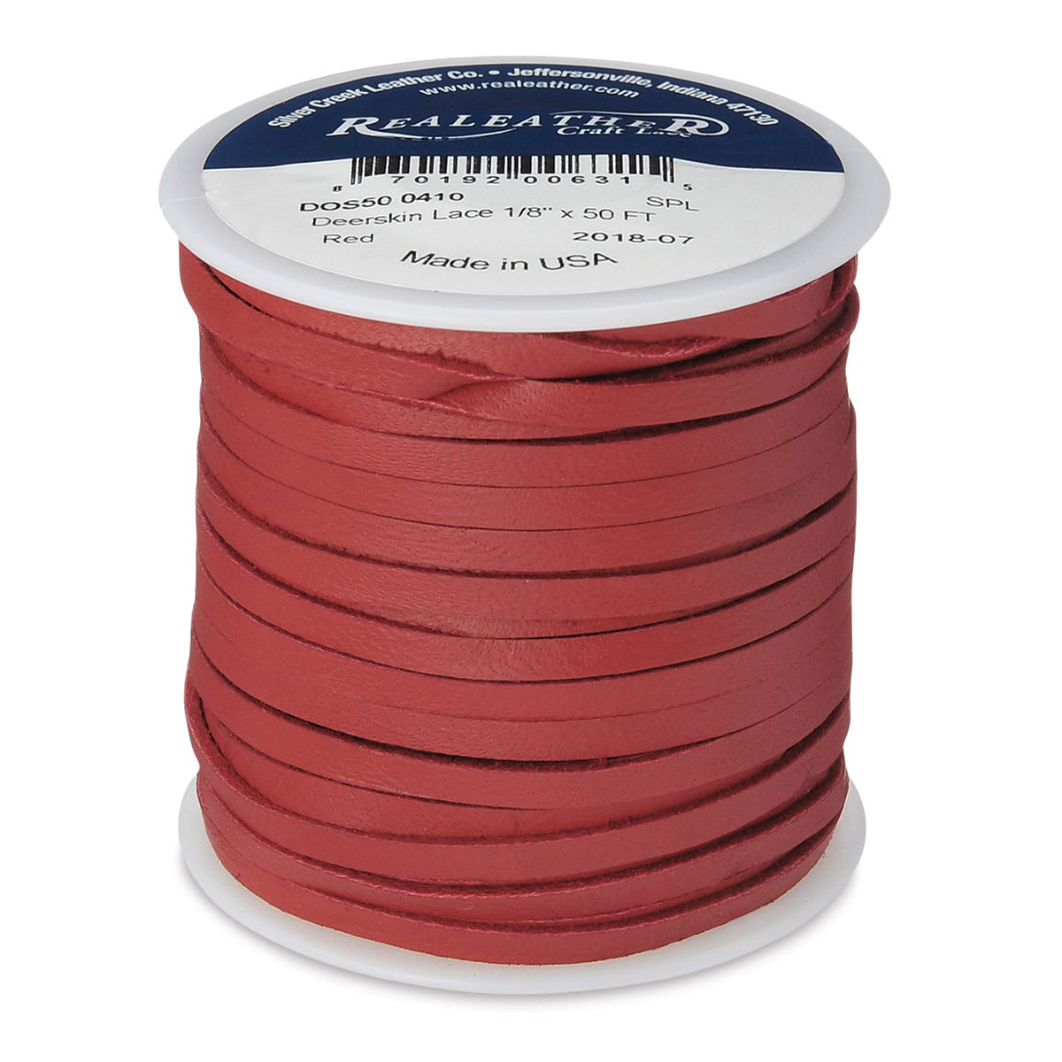 Realeather Deerskin Lace - 1/8" x 50 ft, Red