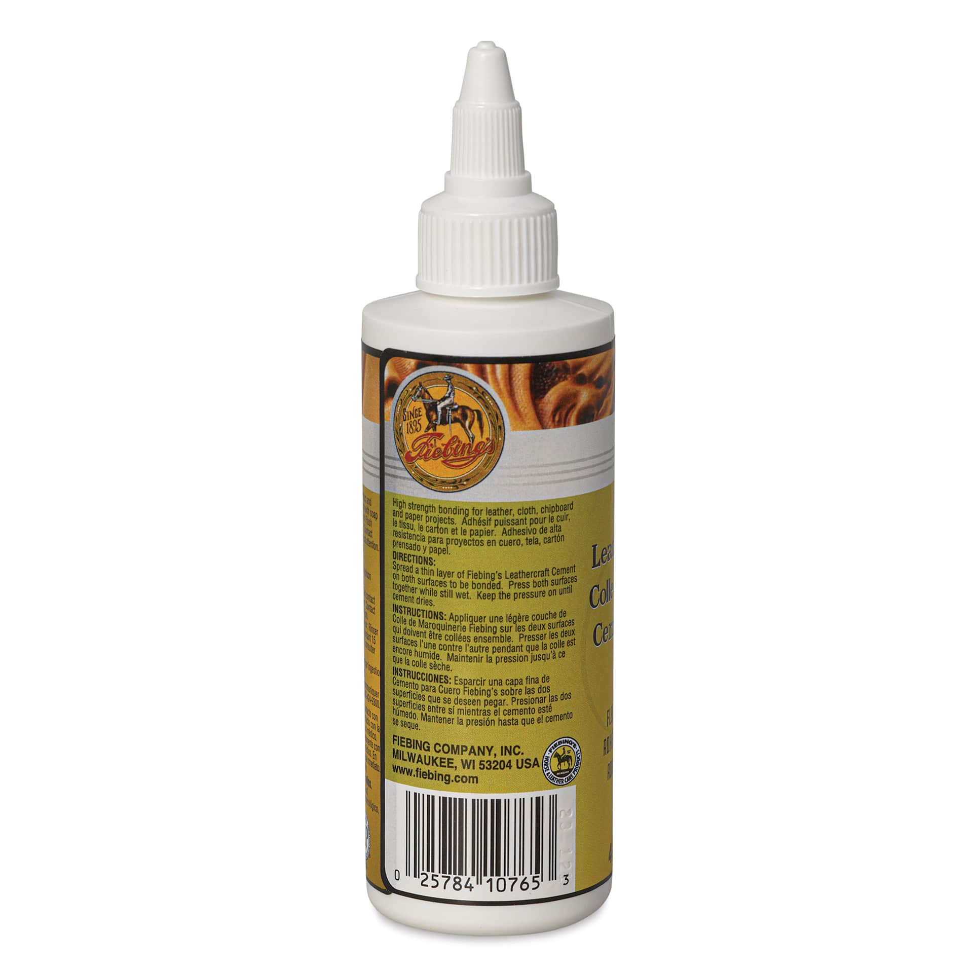 Fiebing's LeatherCraft Cement- 4 oz bottle back