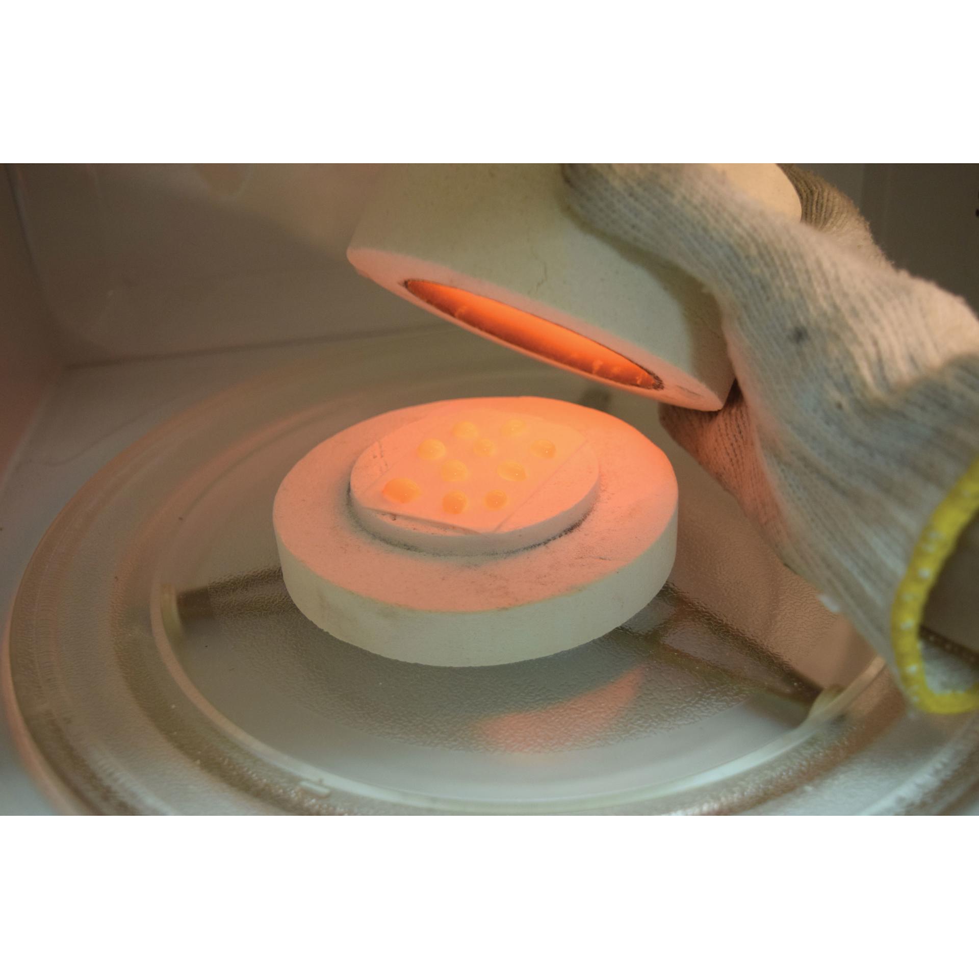 Fuseworks Microwave Glass Kiln - heated with lid lifted