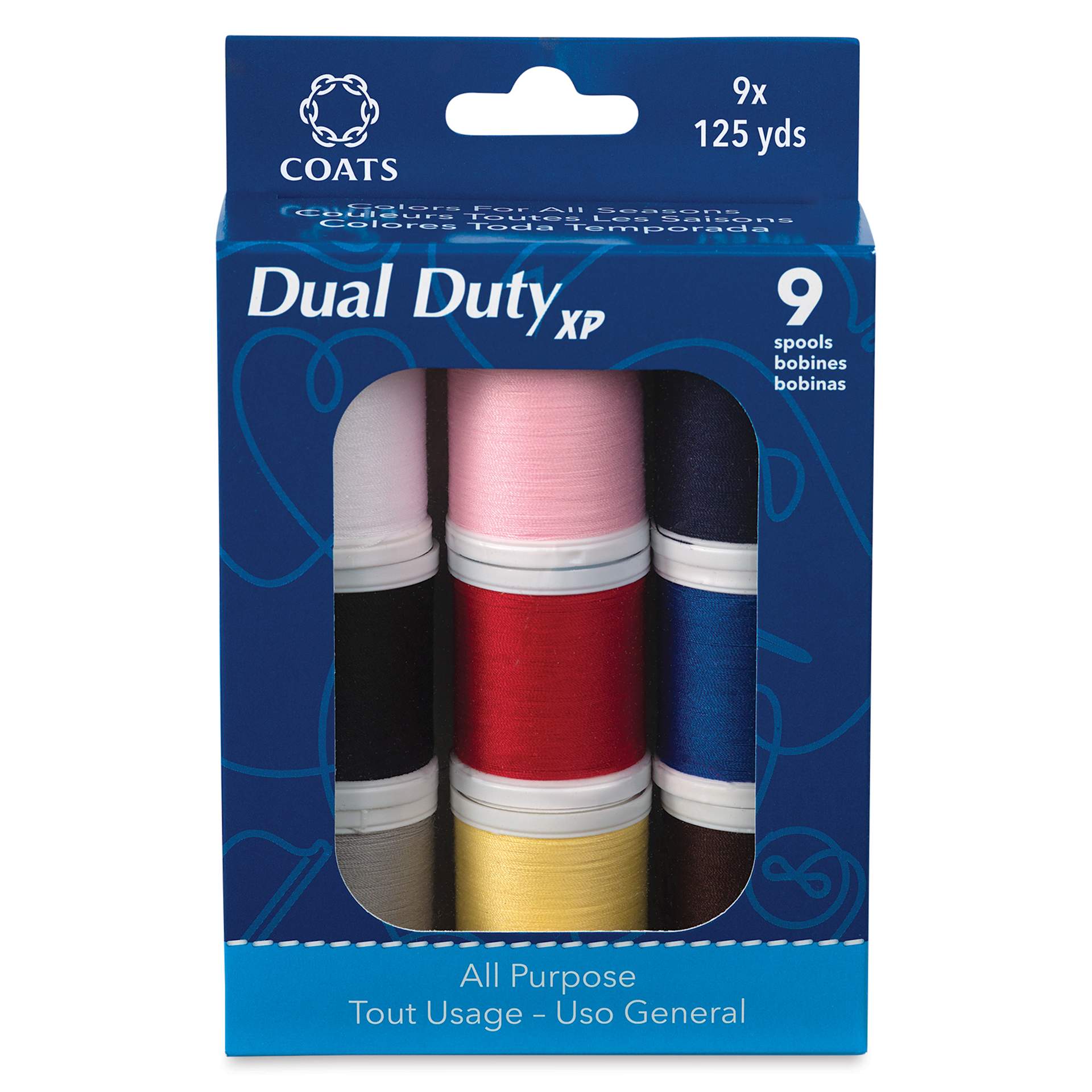 Coats & Clark Dual Duty XP All Purpose Thread Set - Set of 9, Multipack front of packaging