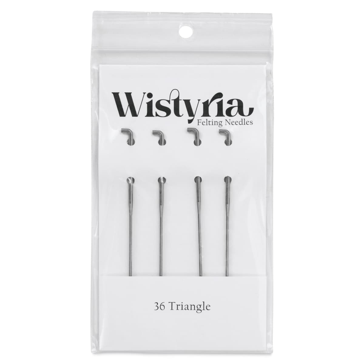 Wistyria Editions Felting Needles - Size 36, Triangle, Pkg of 4 - front of packaging