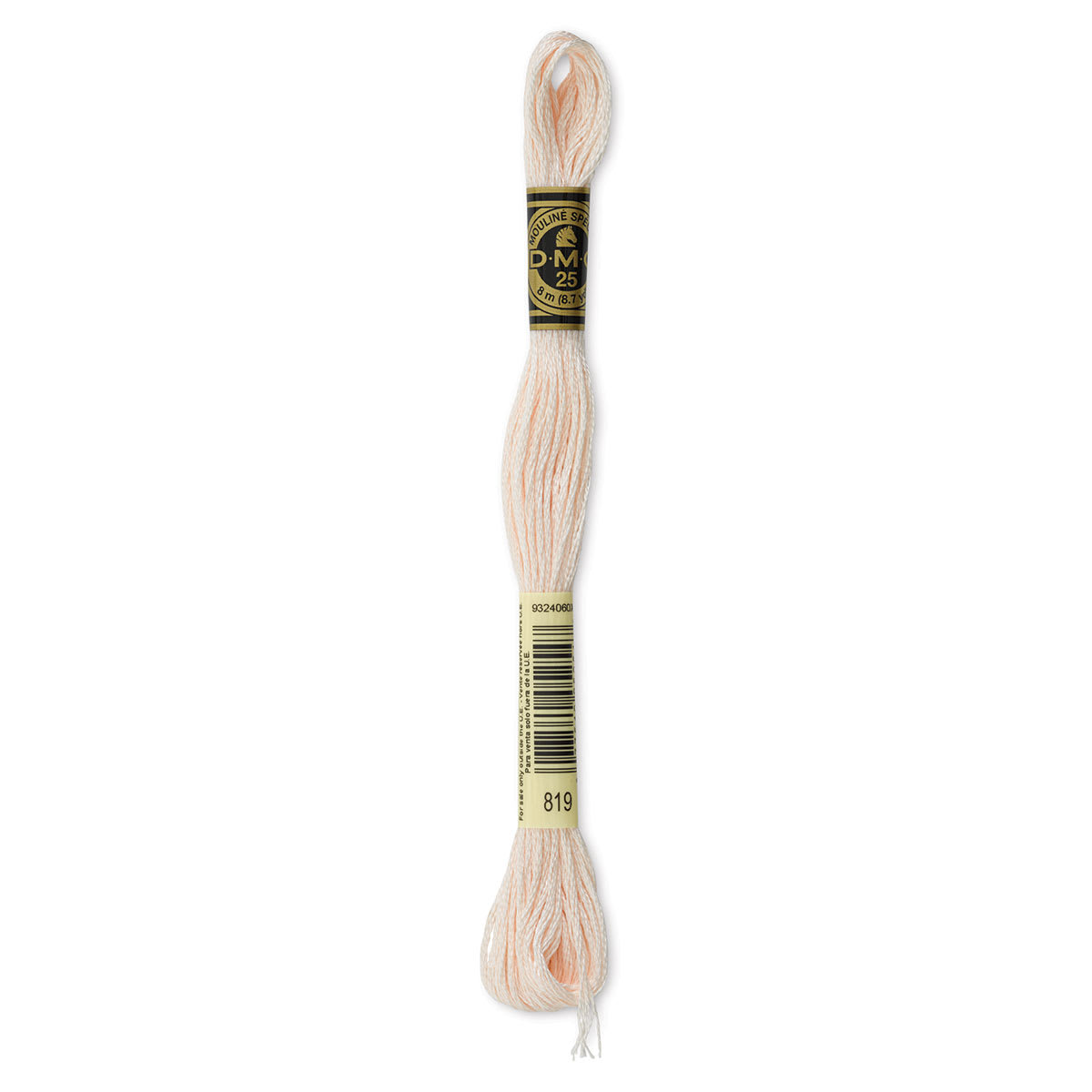 DMC Cotton Embroidery Floss - Light Baby Pink, 8-3/4 yards (Front of label)