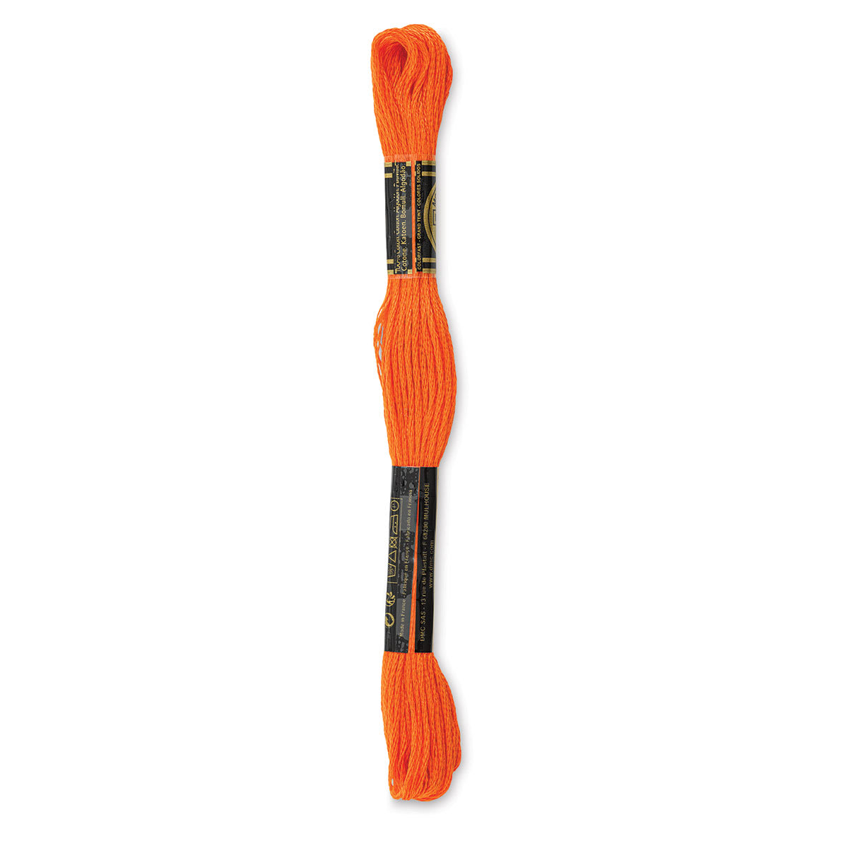 DMC Cotton Embroidery Floss - Tangerine, 8-3/4 yards (Back of label)