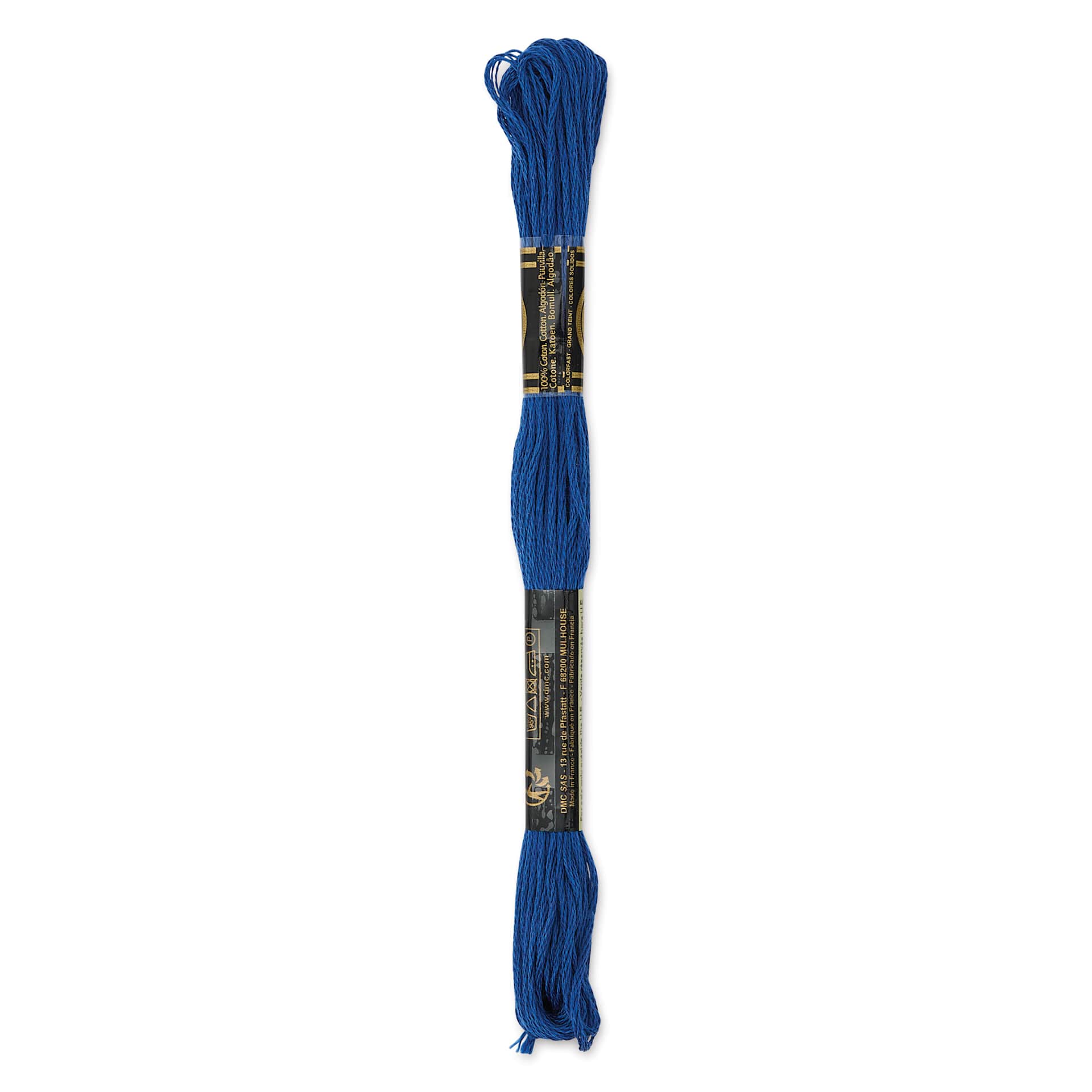 DMC Cotton Embroidery Floss - Ultra Very Dark Baby Blue, 8-3/4 yards showing back of packaging