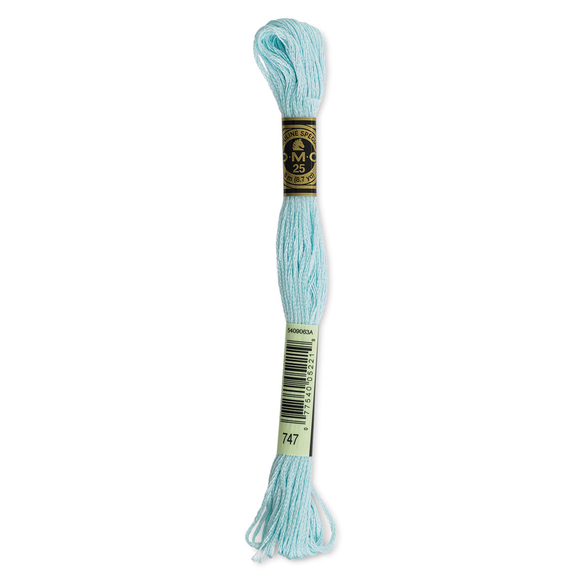 DMC Cotton Embroidery Floss - Very Light Sky Blue, 8-3/4 yards (Front of label)