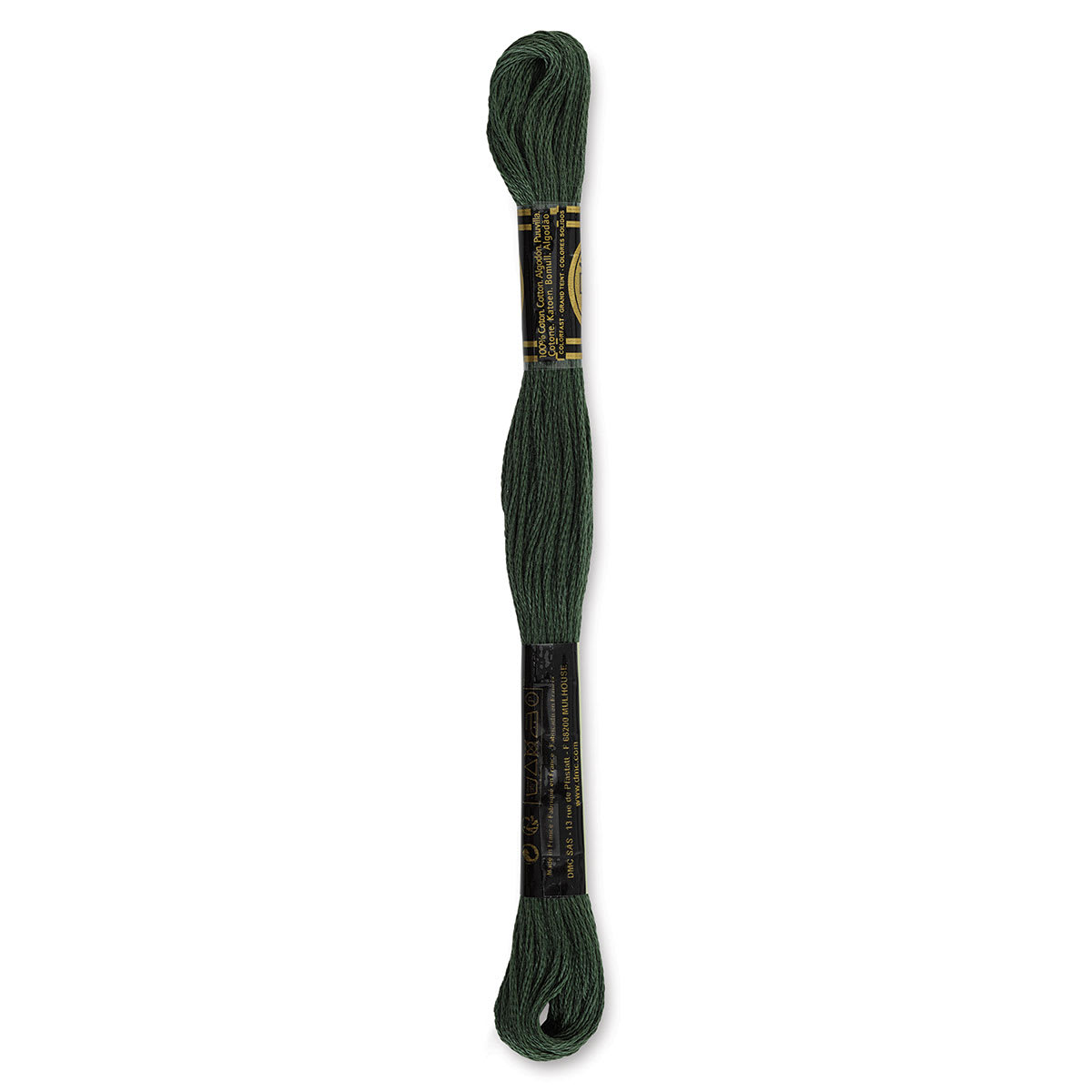 DMC Cotton Embroidery Floss - Dark Fern Green, 8-3/4 yards (Back of label)