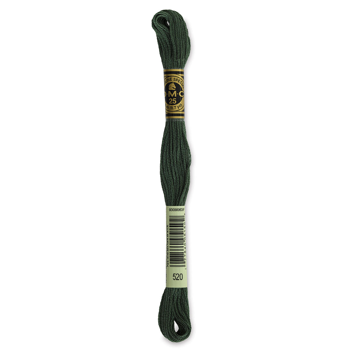 DMC Cotton Embroidery Floss - Dark Fern Green, 8-3/4 yards (Front of label)