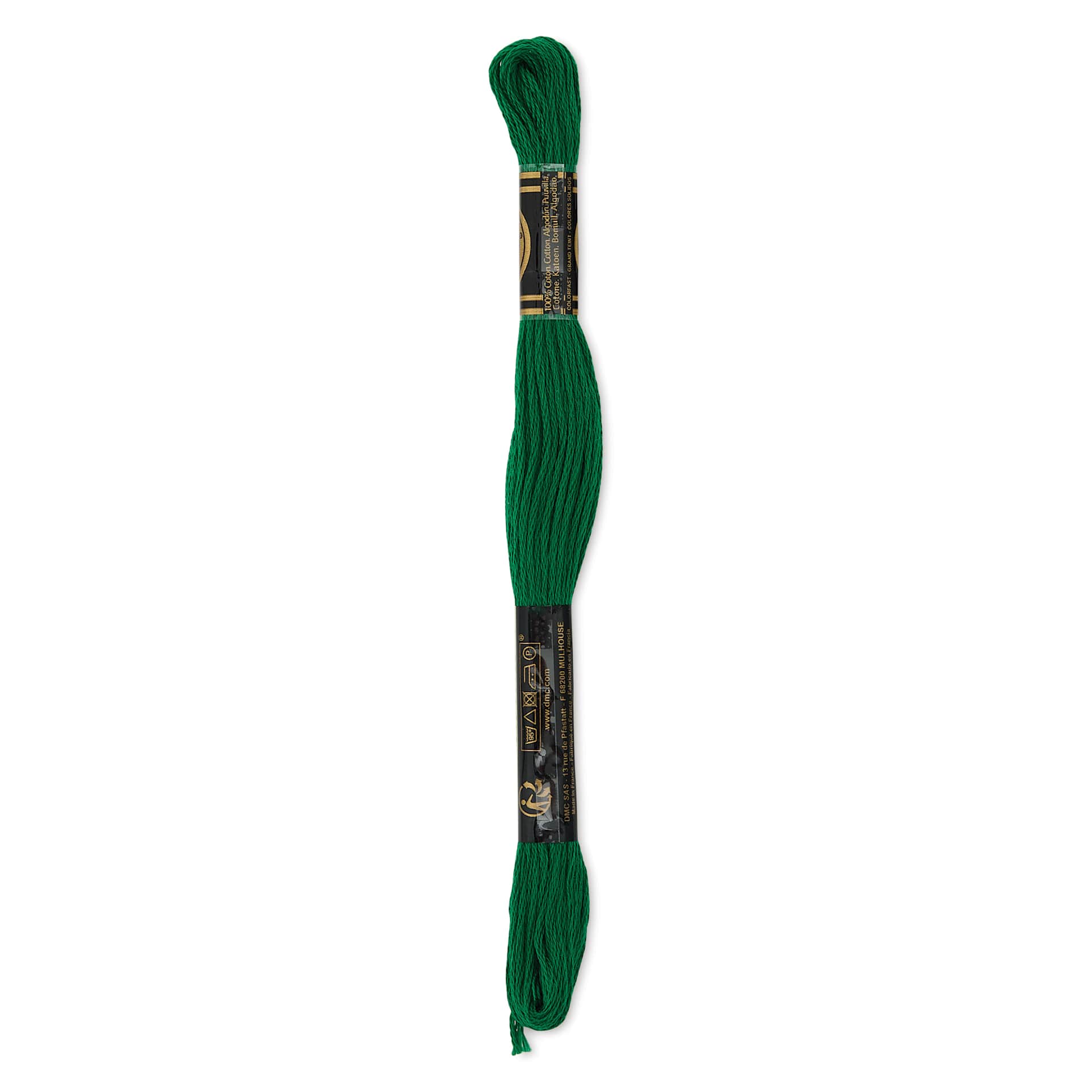 DMC Cotton Embroidery Floss - Green, 8-3/4 yards showing back of packaging