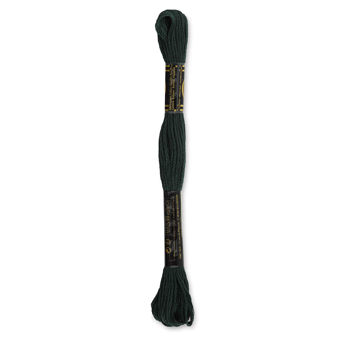 DMC Cotton Embroidery Floss - Very Dark Blue Green, 8-3/4 yards (Back of label)