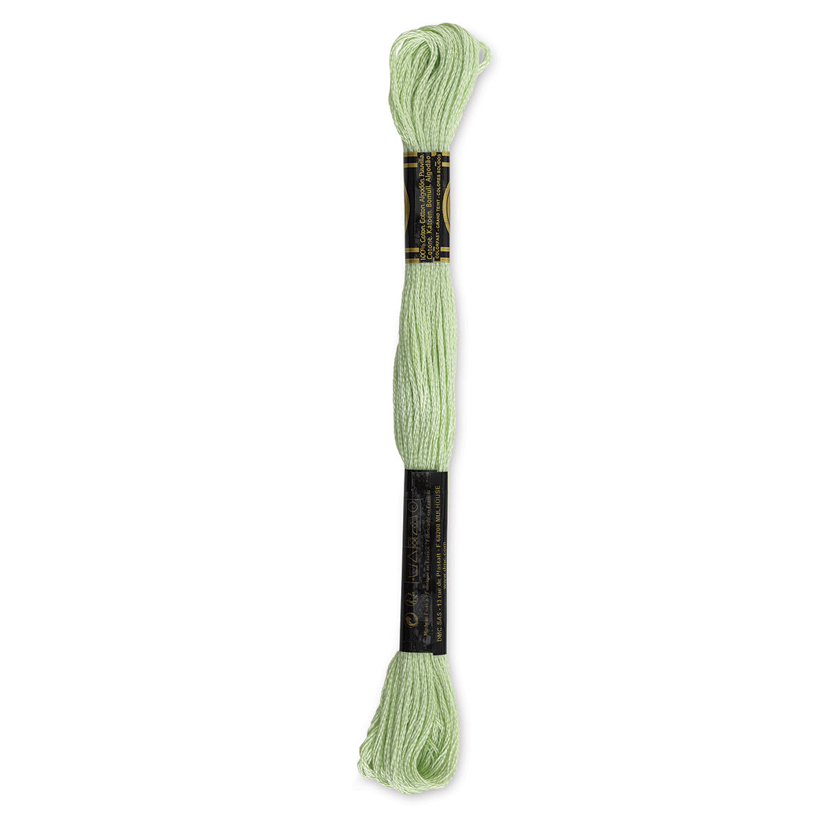 DMC Cotton Embroidery Floss - Very Light Yellow Green, 8-3/4 yards (Back of label)