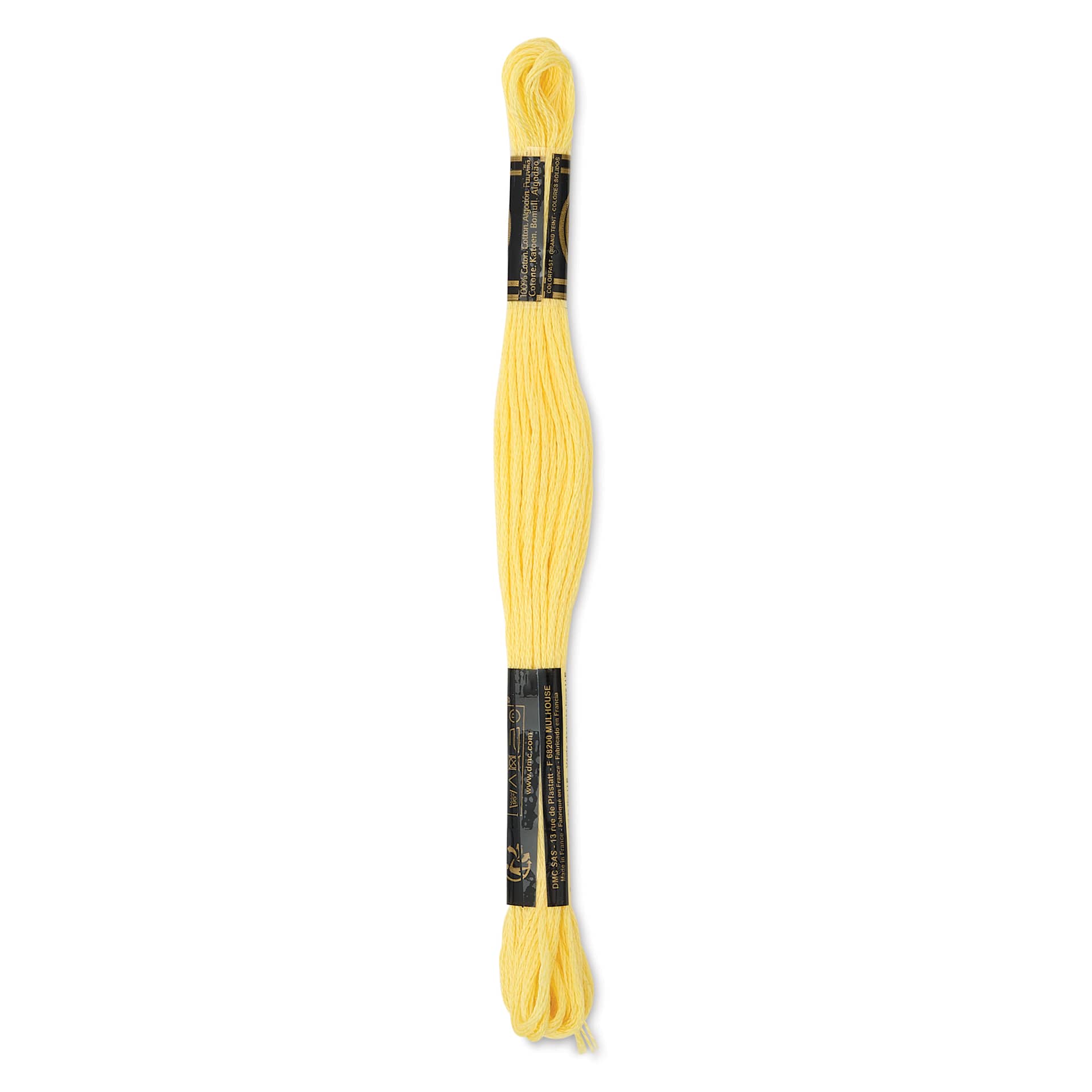 DMC Cotton Embroidery Floss - Very Light Topaz, 8-3/4 yards showing back of packaging