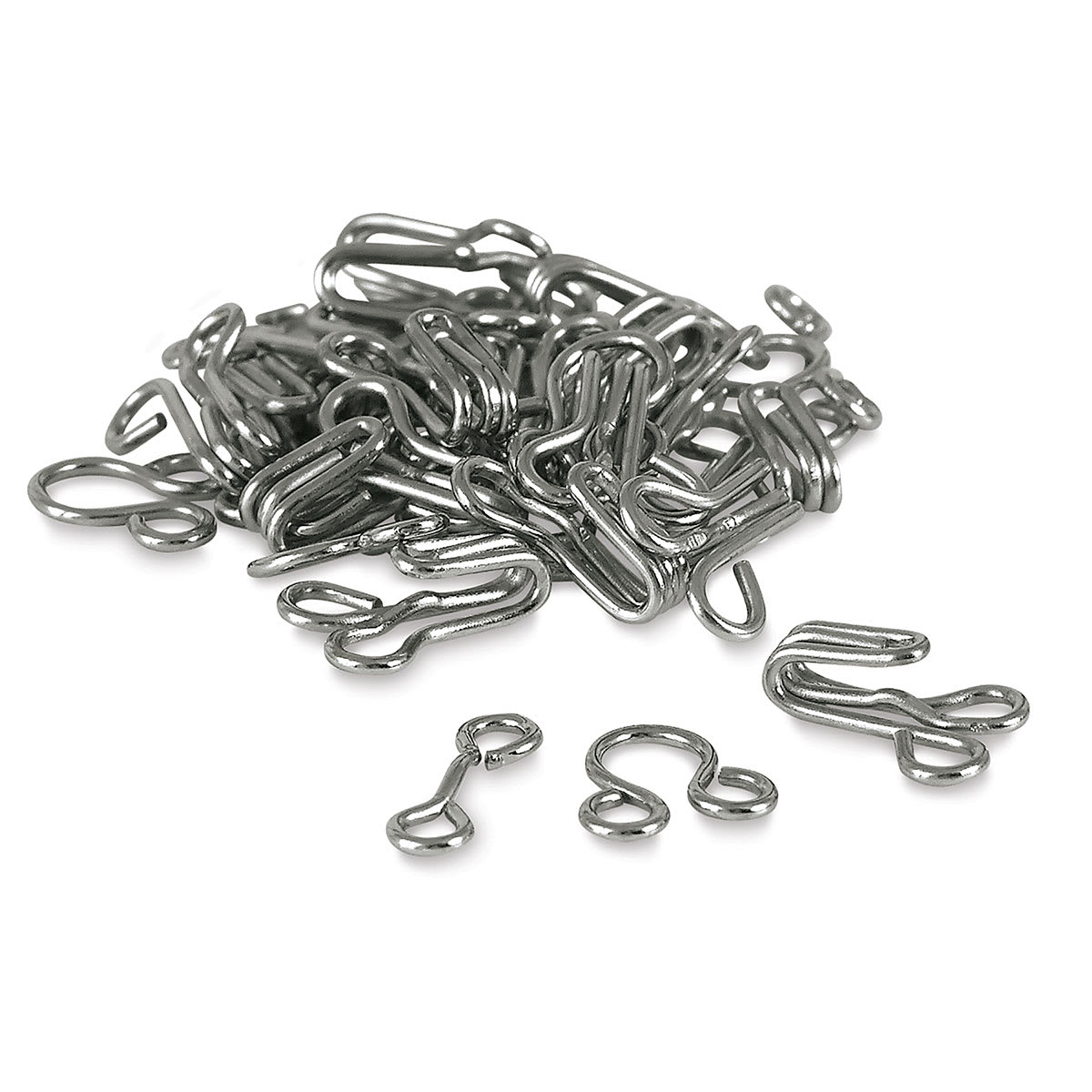 Dritz Sew-On Hook and Eye Closures - 14 Nickel plated Hooks and Eyes in pile