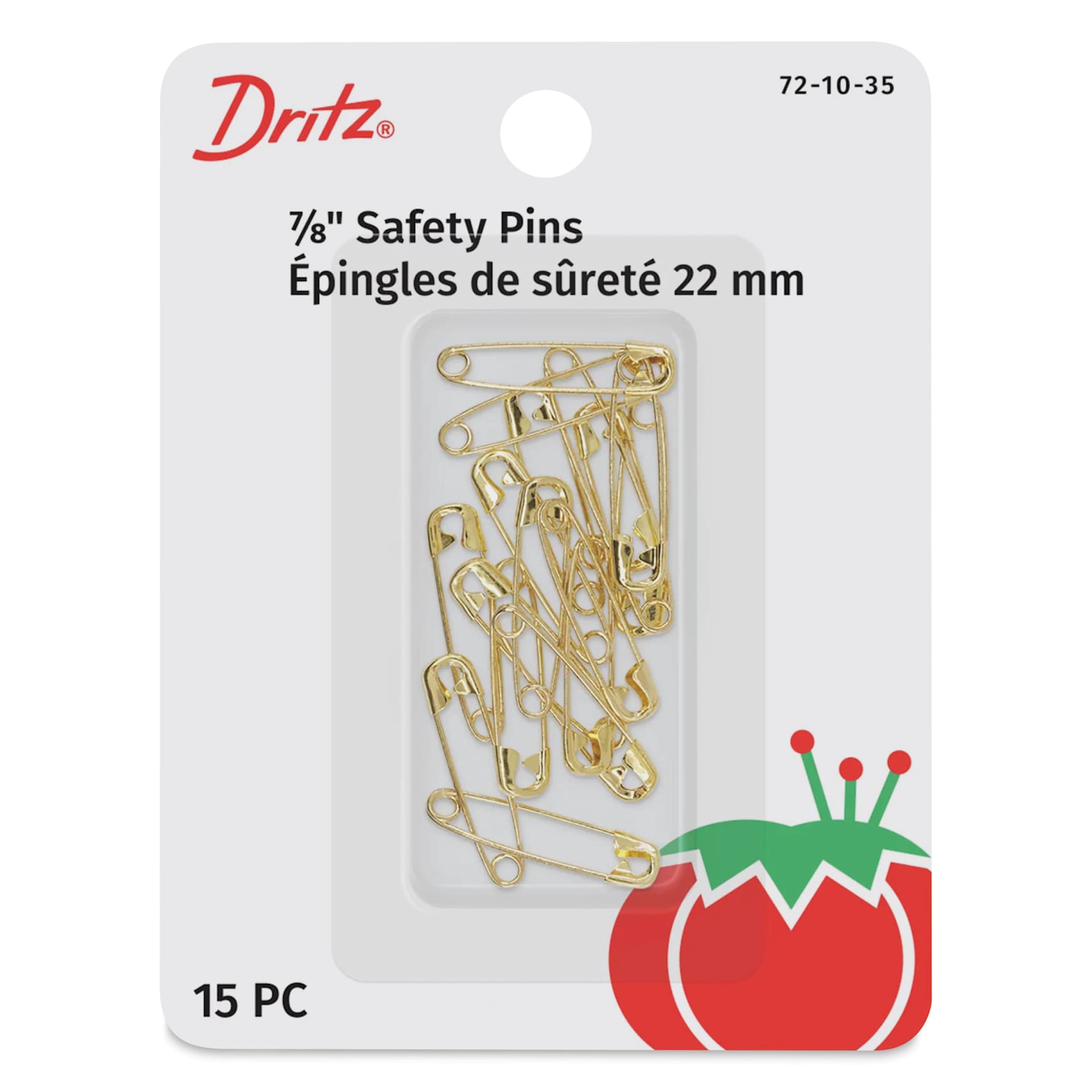 Dritz Safety Pins - Brass, Size 0, Pkg of 15 front of packaging