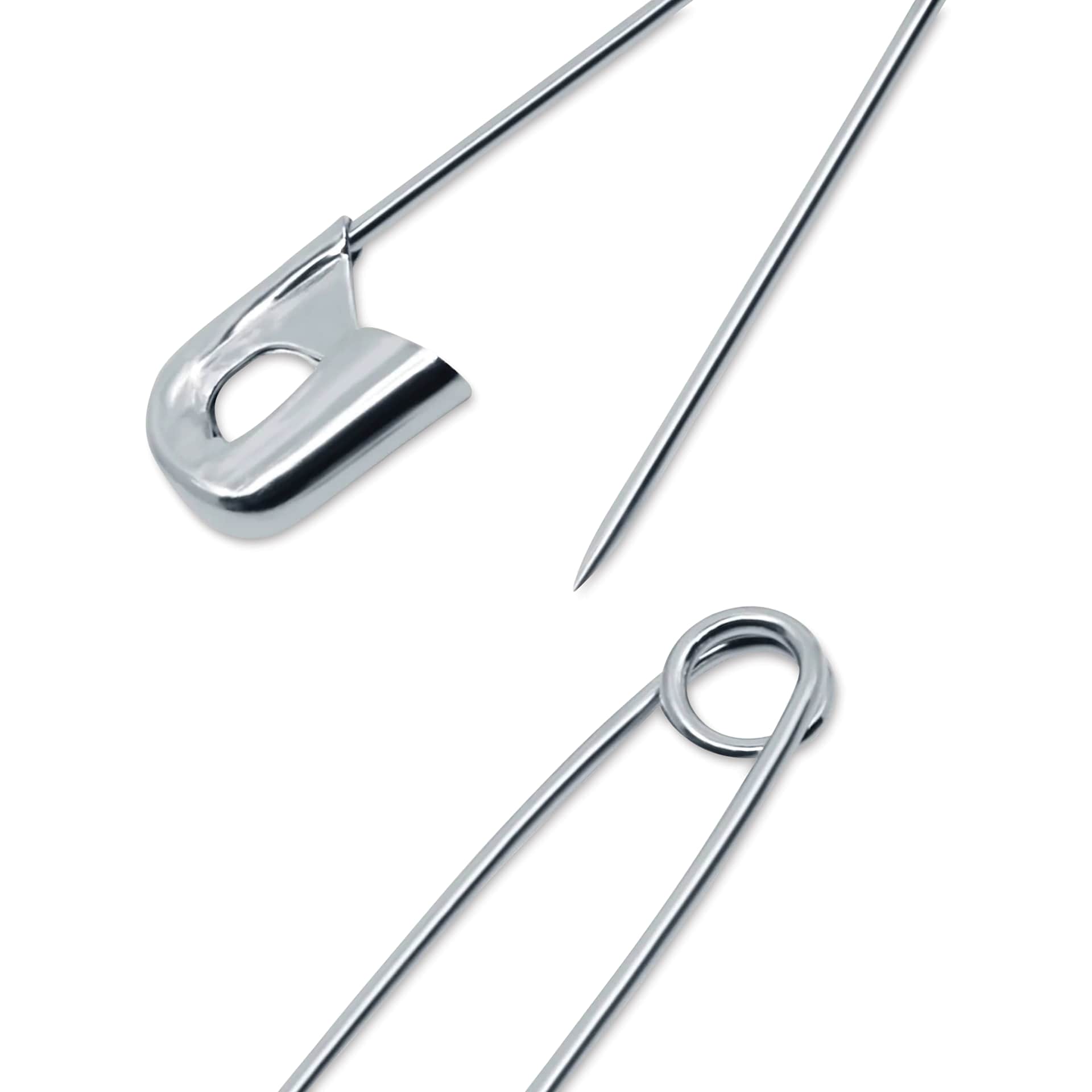 Dritz Safety Pins - Nickel, Size 1, Pkg of 15 close-up of pin parts
