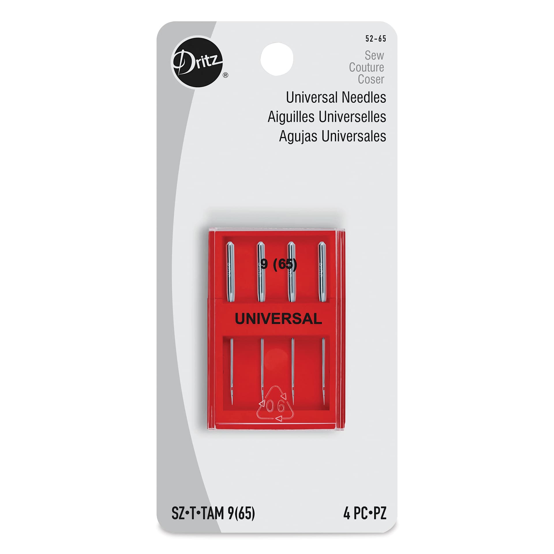 Dritz Universal Machine Needles - Size 9, Pkg of 4 front of packaging