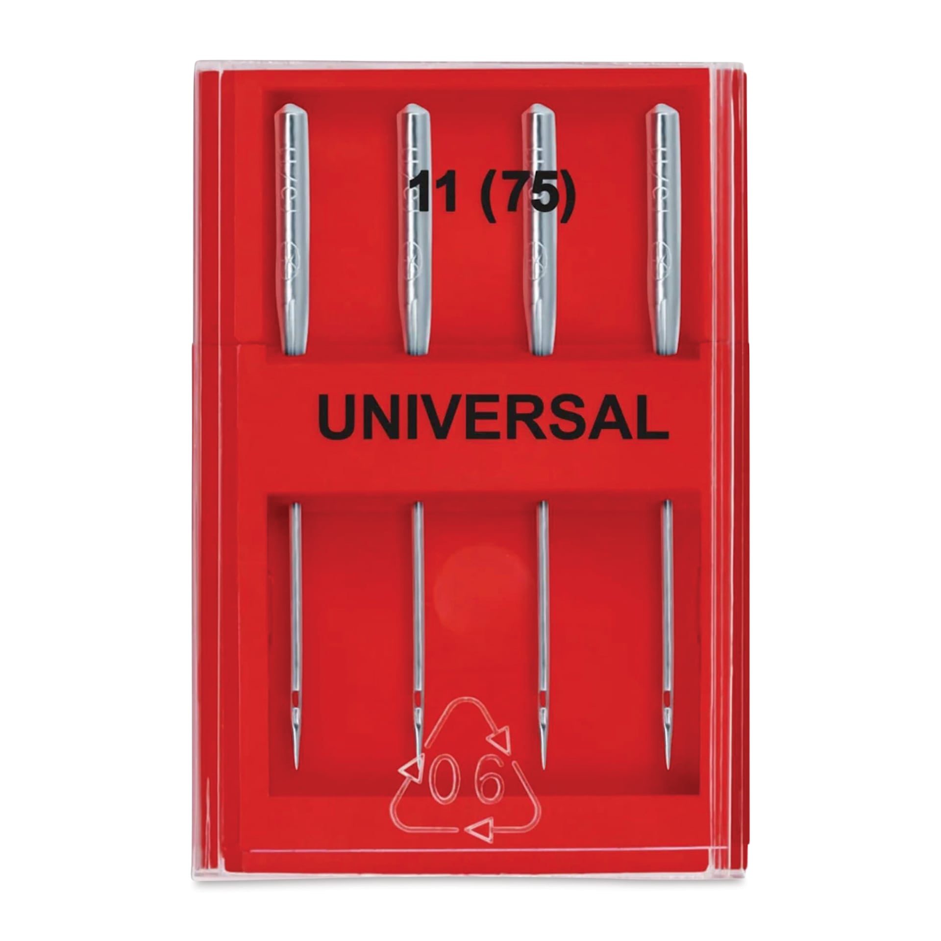 Dritz Universal Machine Needles - Size 11, Pkg of 4 top view of needle case