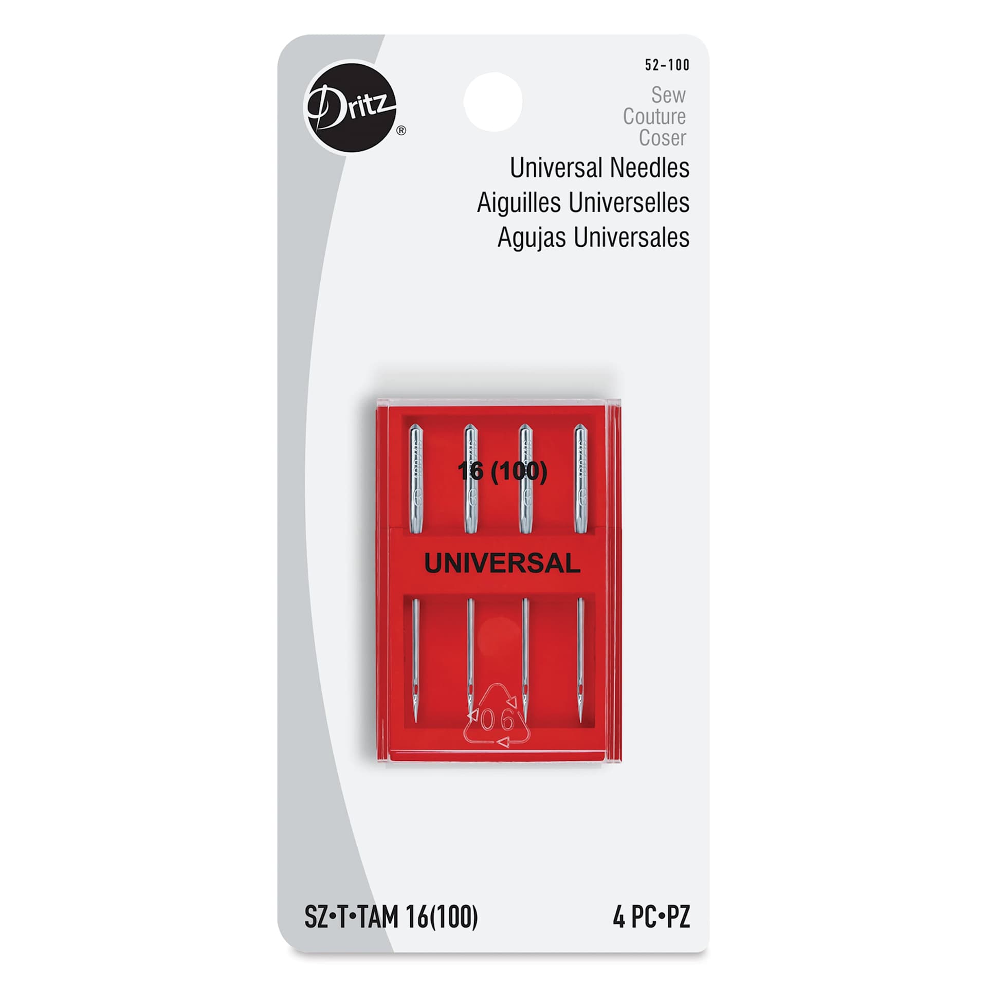 Dritz Universal Machine Needles - Size 16, Pkg of 4 front of packaging