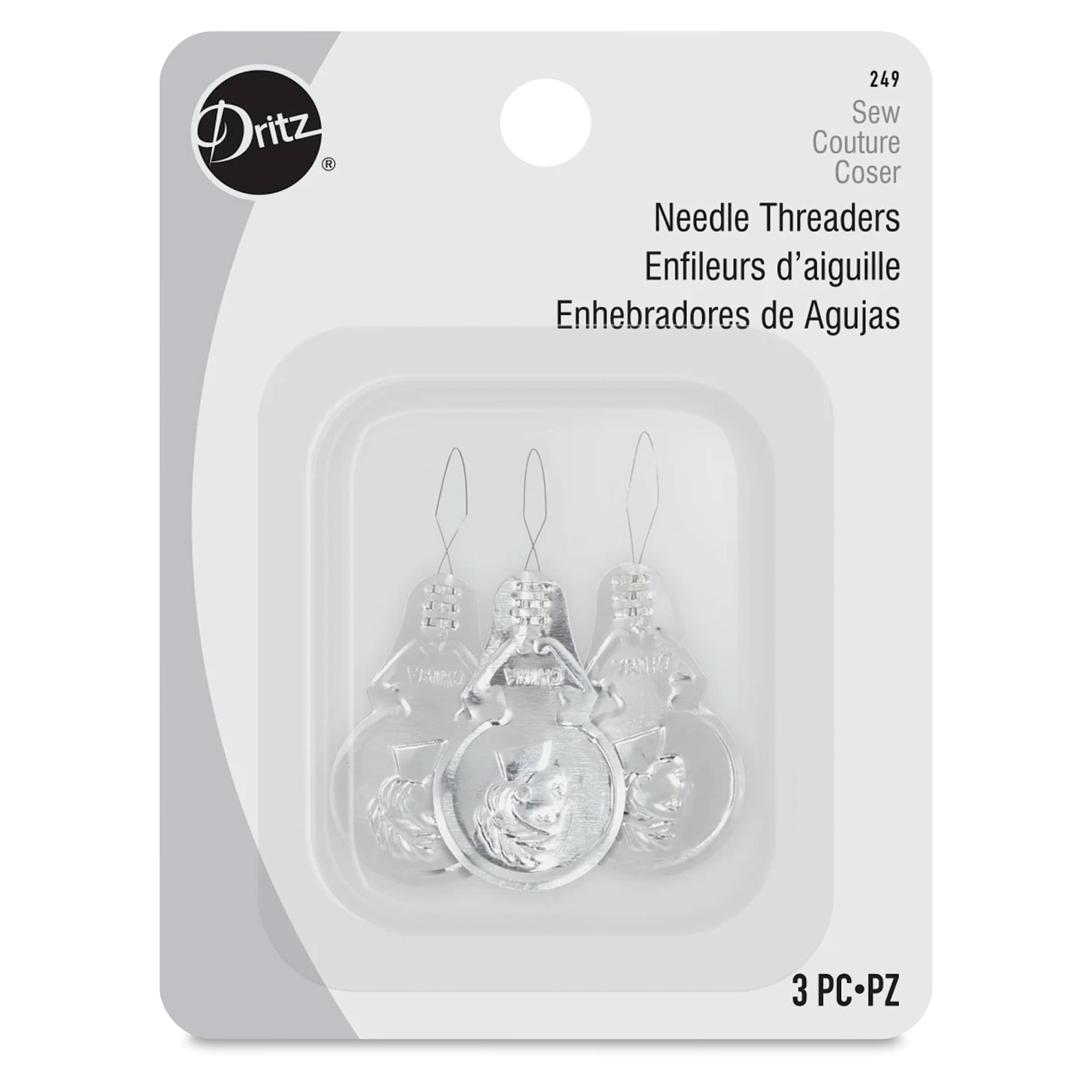 Dritz Metal Needle Threaders - Pkg of 3, front of the packaging