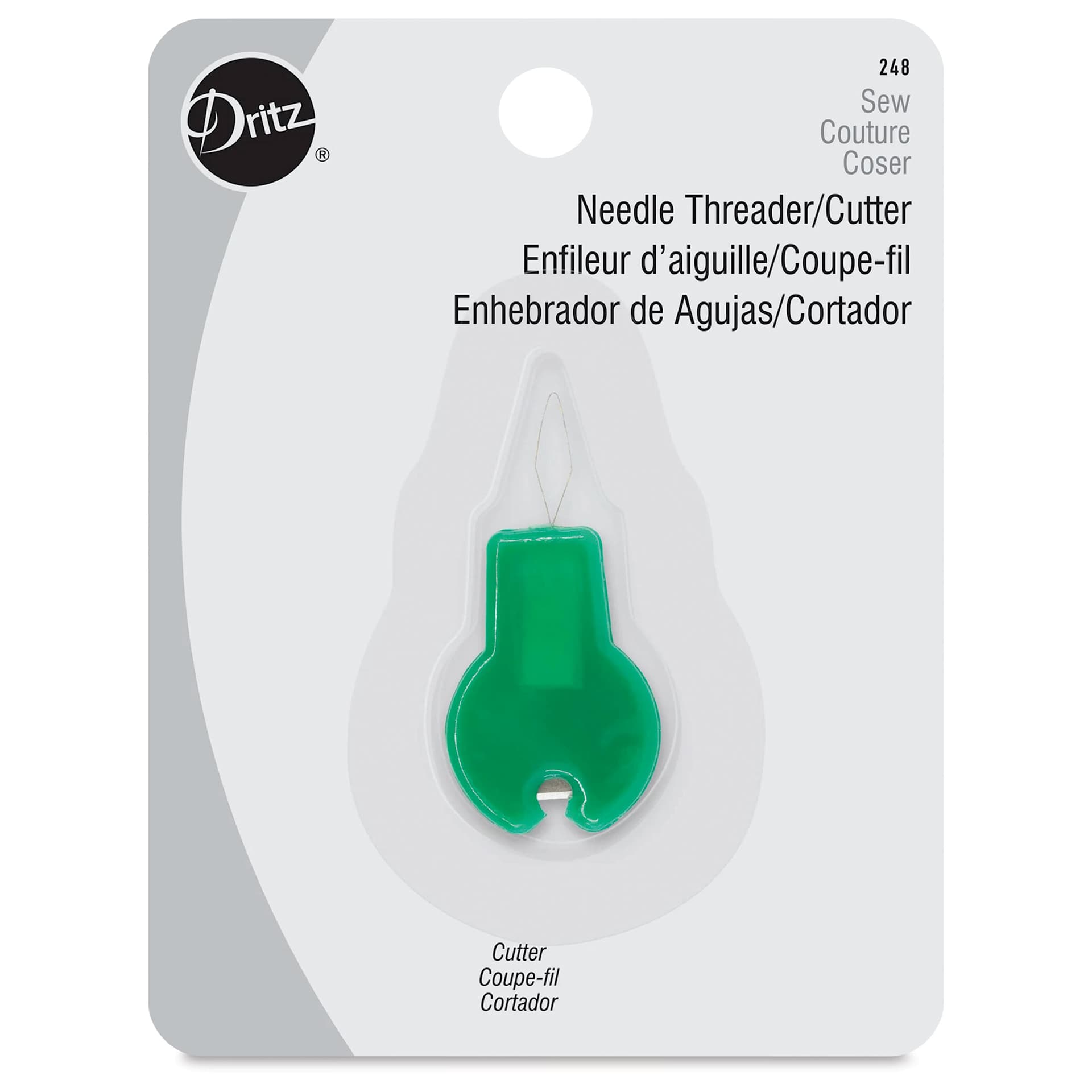Dritz Needle Threader and Cutter, front of the packaging