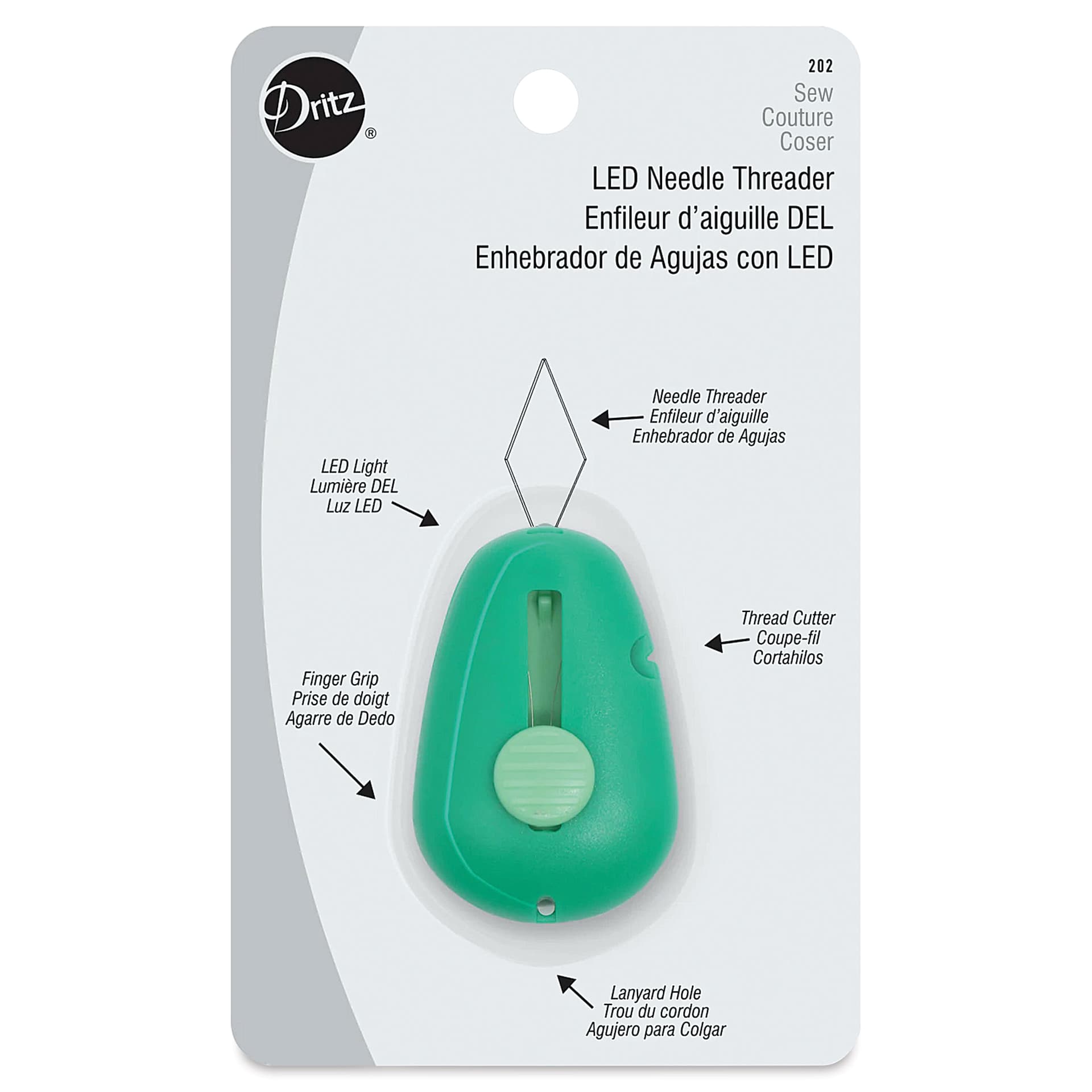 Dritz LED Needle Threader, front of the packaging