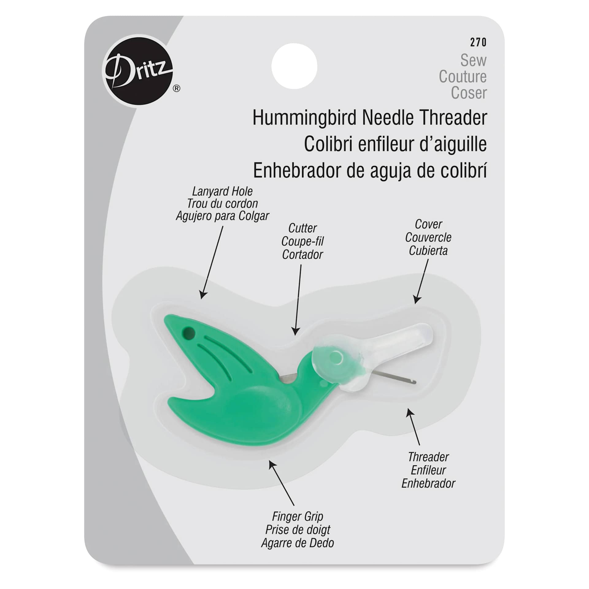Dritz Hummingbird Needle Threader - front of packaging