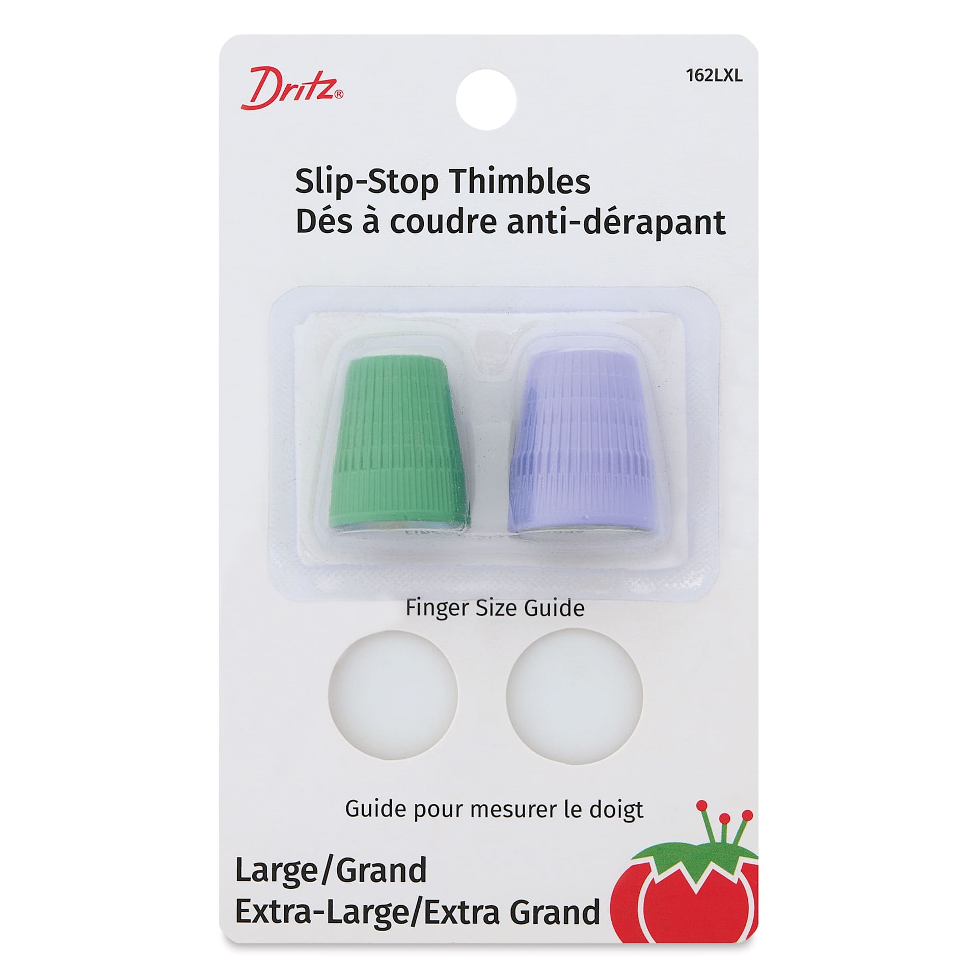 Dritz Slip-Stop Thimble - Set of 2, Large and Extra Large front of packaging