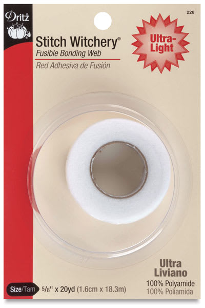 Dritz Stitch Witchery - Front of package of Ultralight Bonding Web for light colored fabrics
