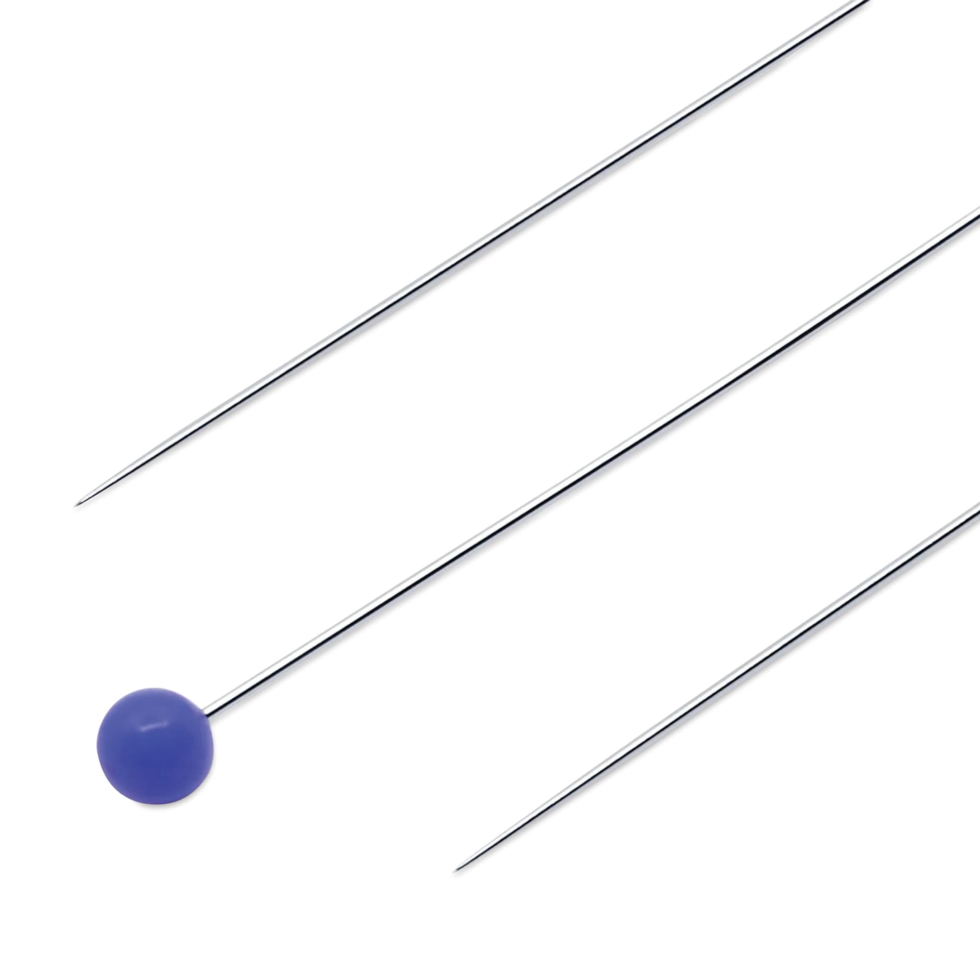 Dritz Ultra-Fine Glass Head Pins, close-up of the head and end of the pin