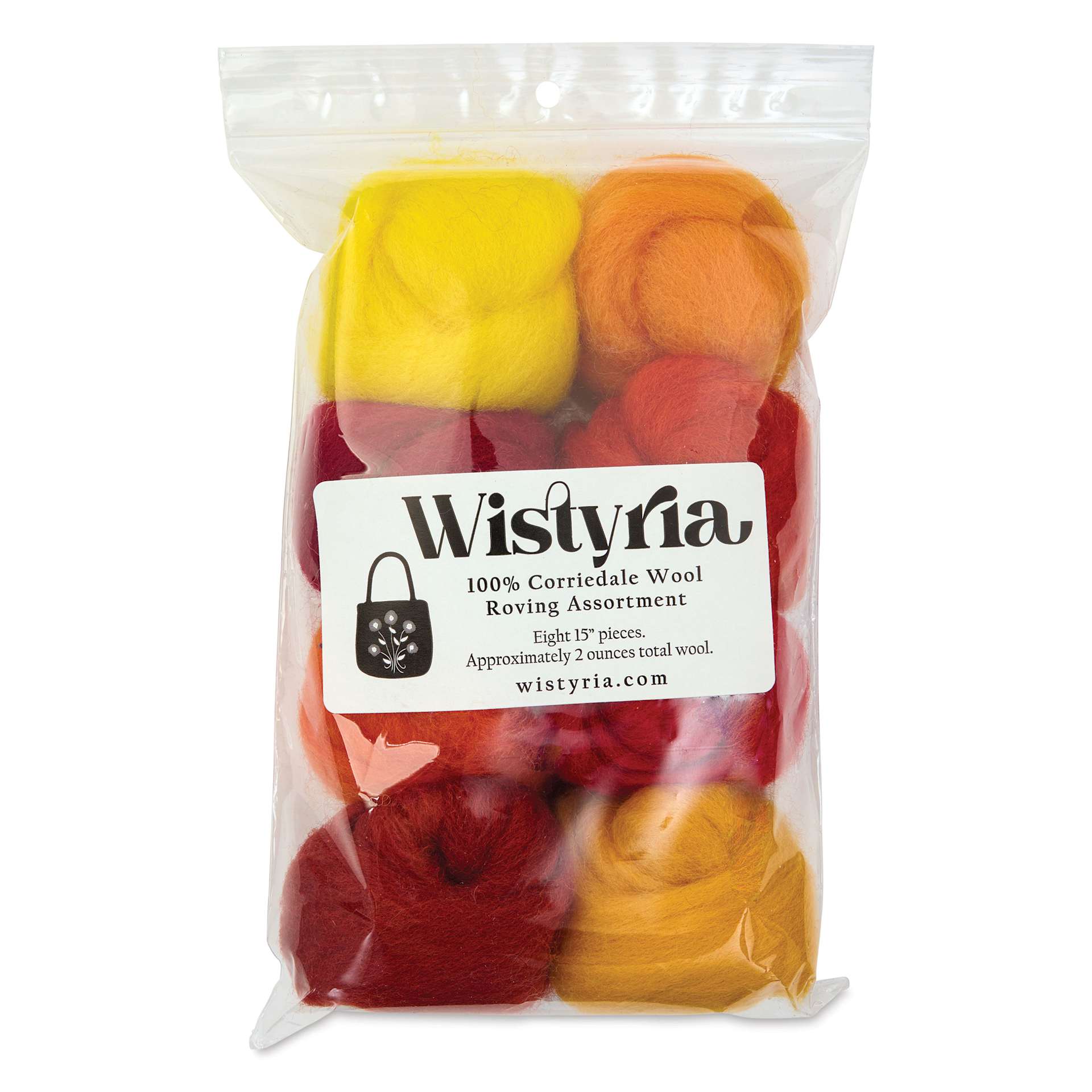 Wistyria Editions 100% Wool Roving - Fire, Pkg of 8 - front of packaging