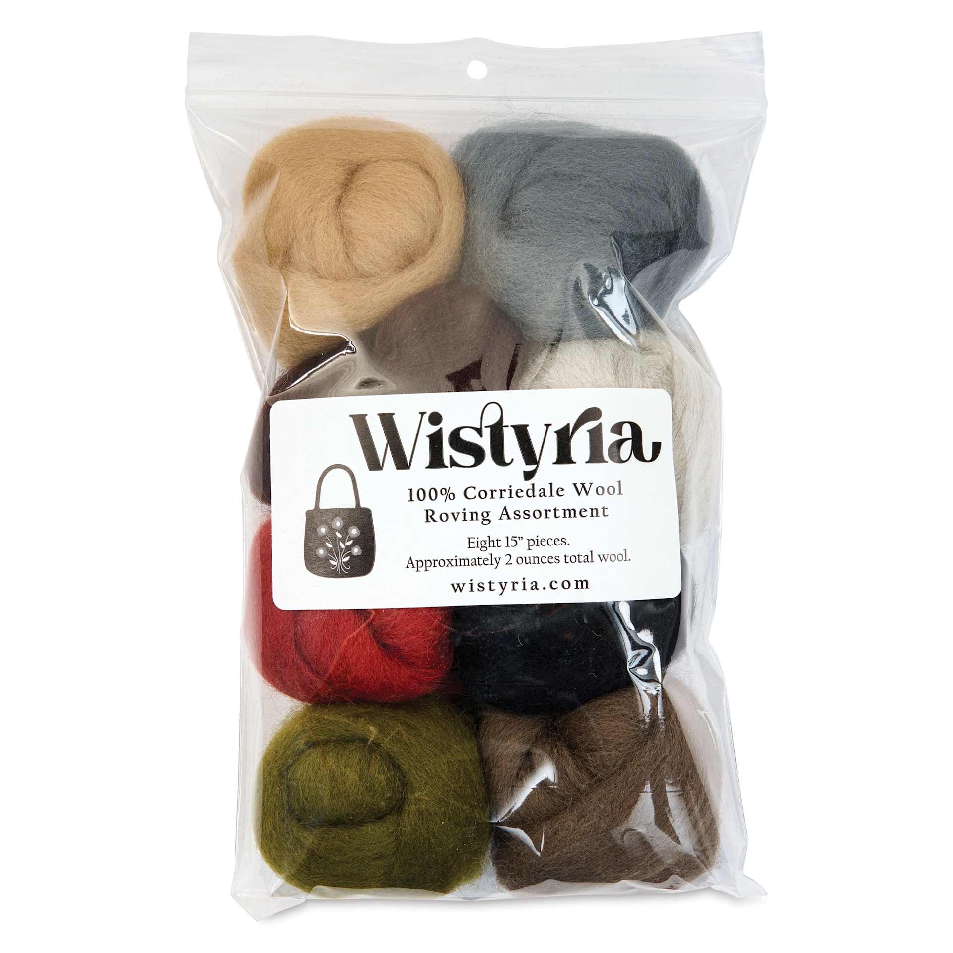 Wistyria Editions 100% Wool Roving - Rustic, Pkg of 8 - front of packaging